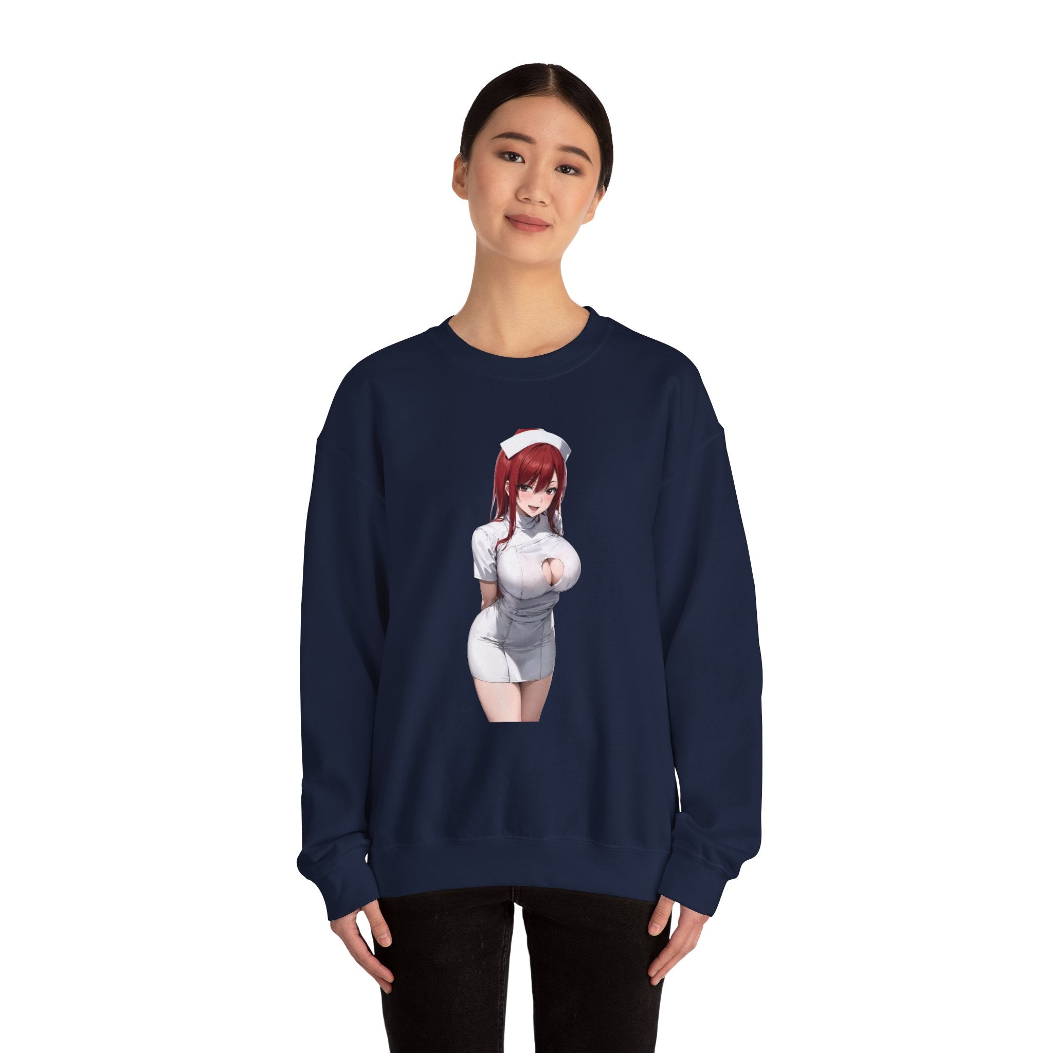 Ezra Scarlet Nurse Uniform Anime Unisex Heavy Blend™ Crewneck Sweatshirt