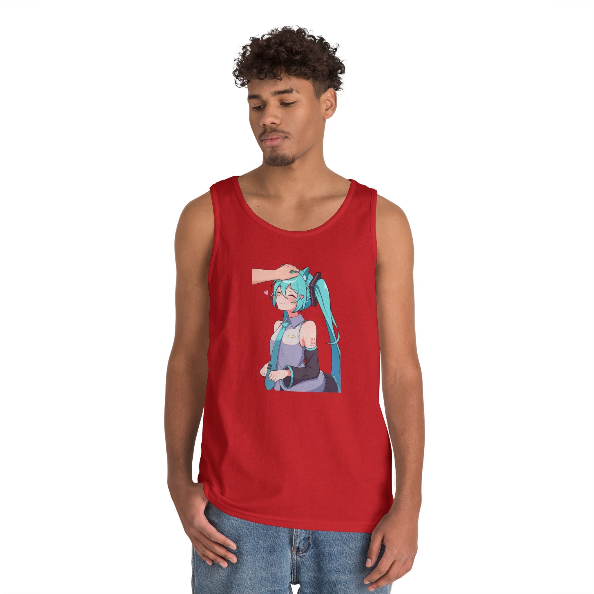 Hatsune Miku Headpat Smiling Catgirl Heavy Cotton Tank Top