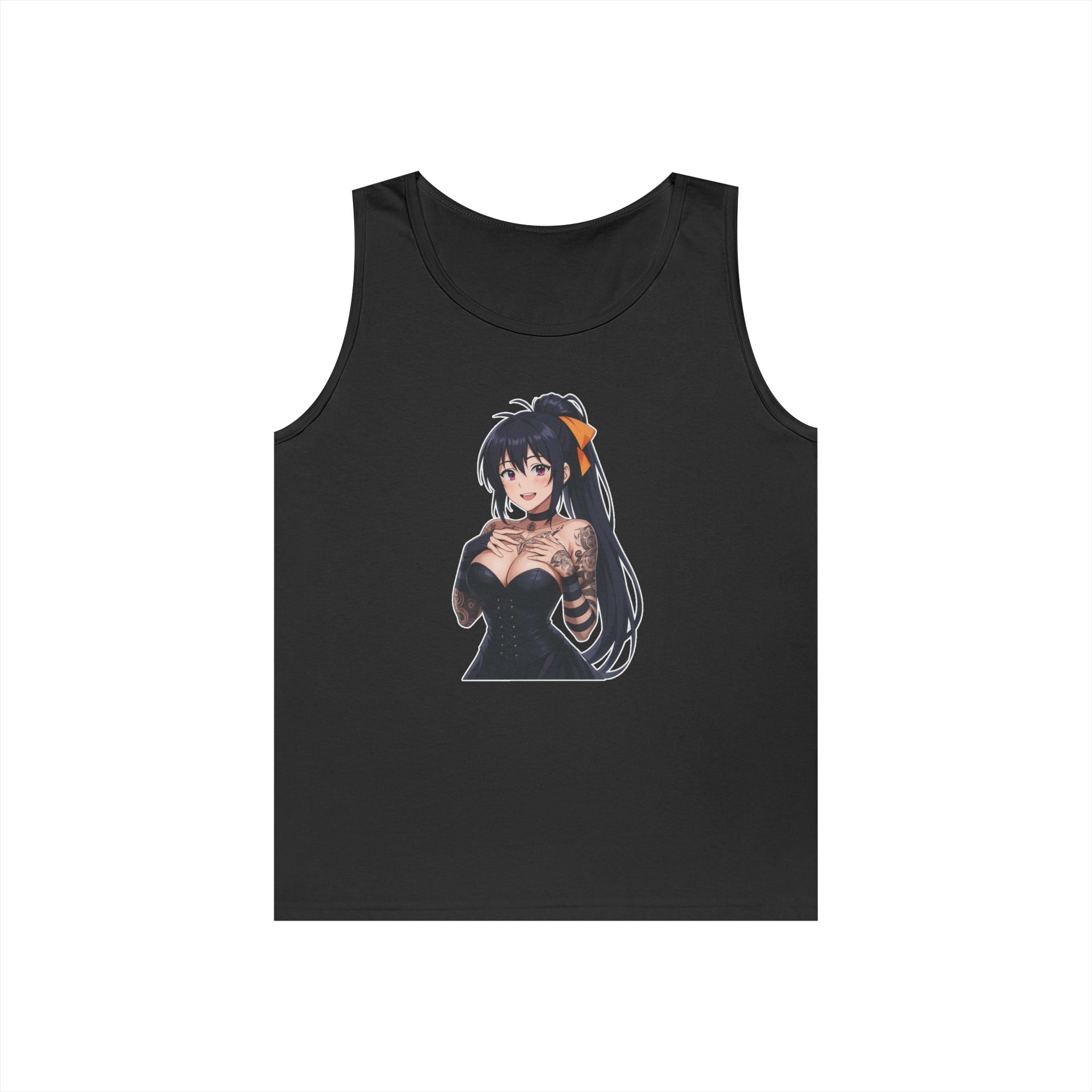 Gothic Style Akeno Himejima Tattoed Waifu Heavy Cotton Tank Top