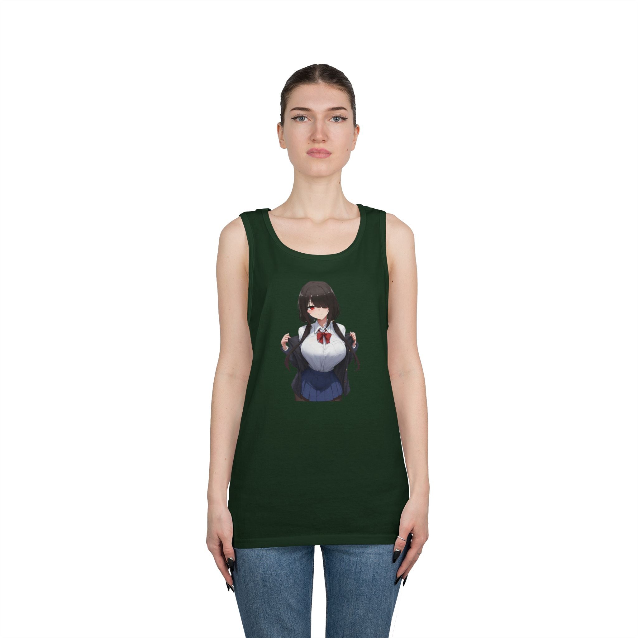 Tokisaki Kurum Schoolgirl Gothic Seductive Heavy Cotton Tank Top