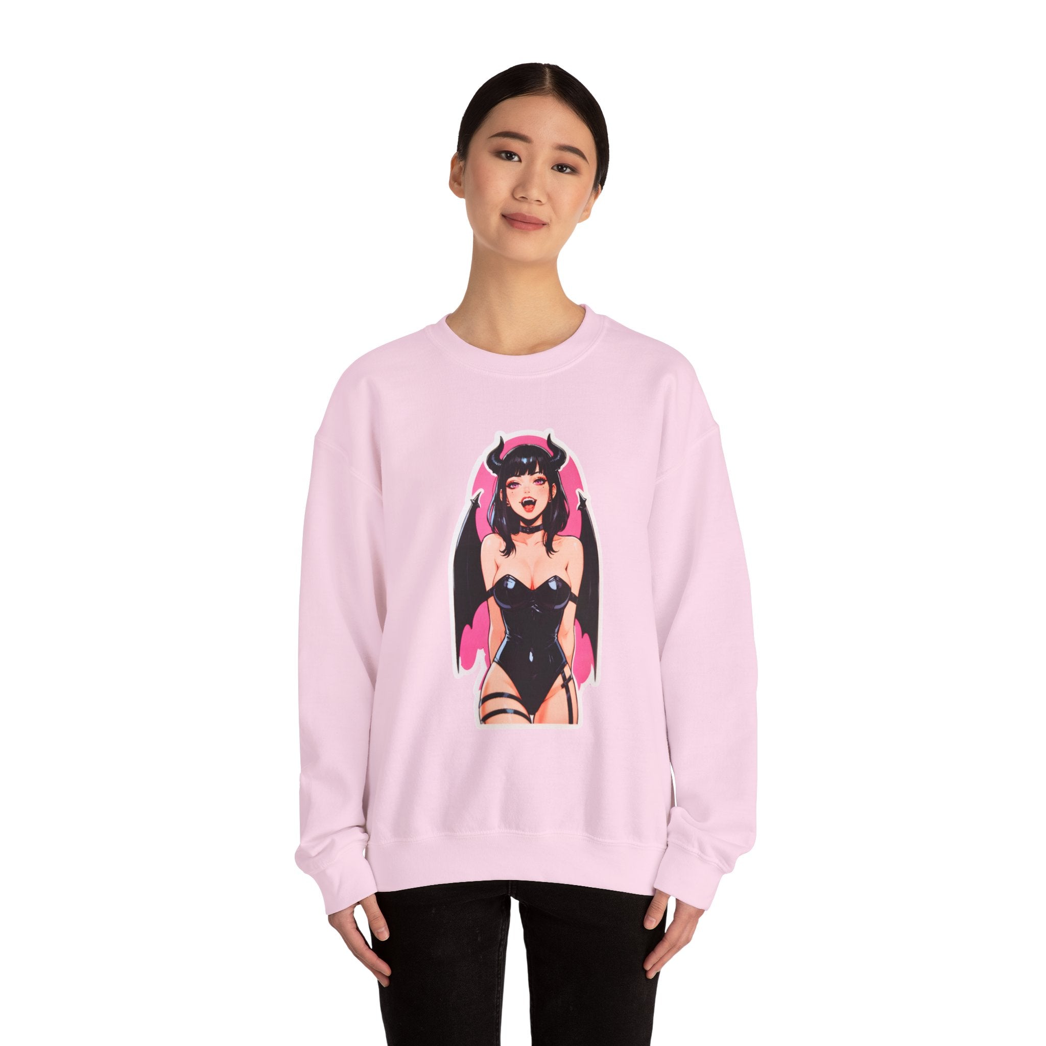 Succubus Ahegao Dark Gothic Unisex Heavy Blend™ Crewneck Sweatshirt