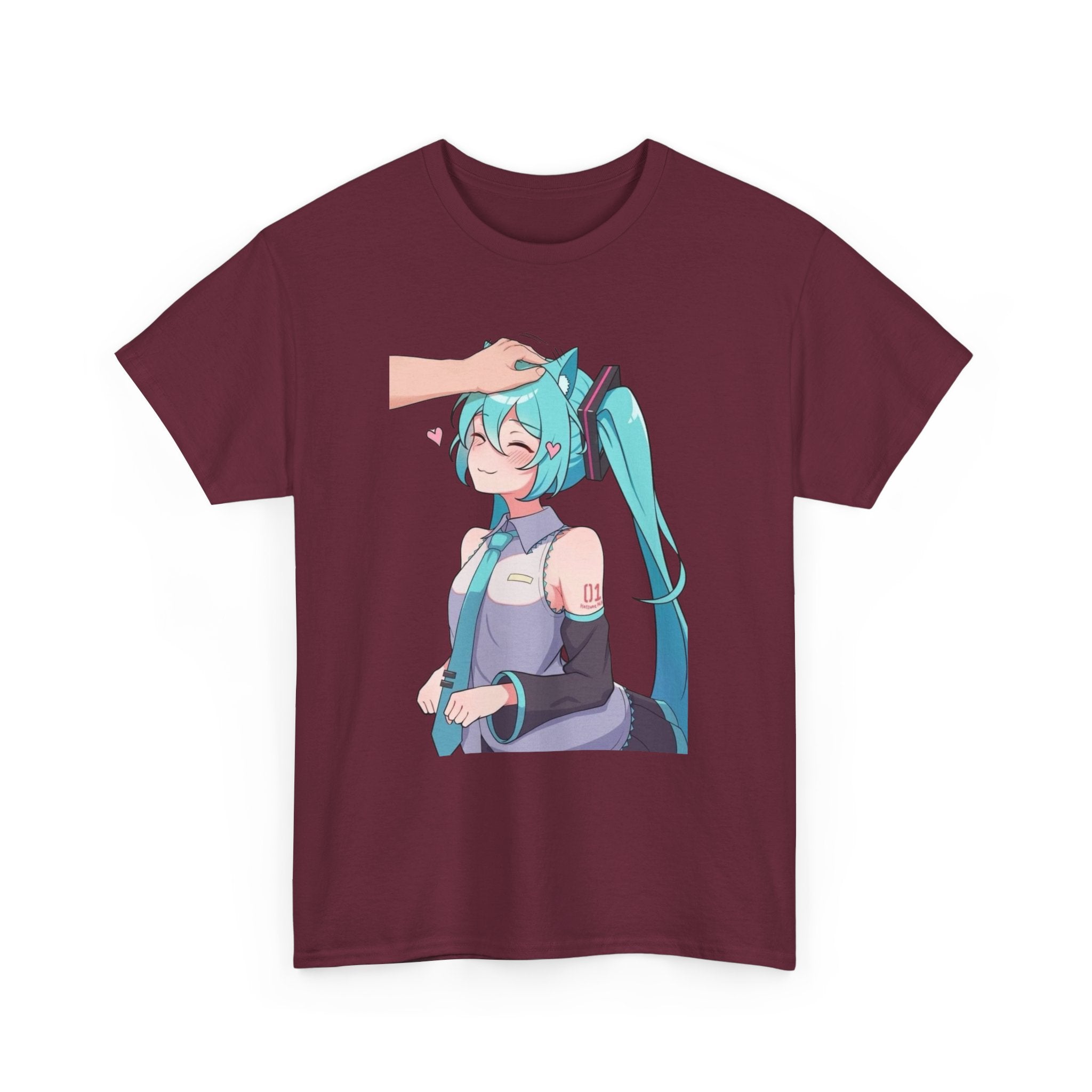 Hatsune Miku Headpat Smiling Catgirl Heavy Cotton Tee