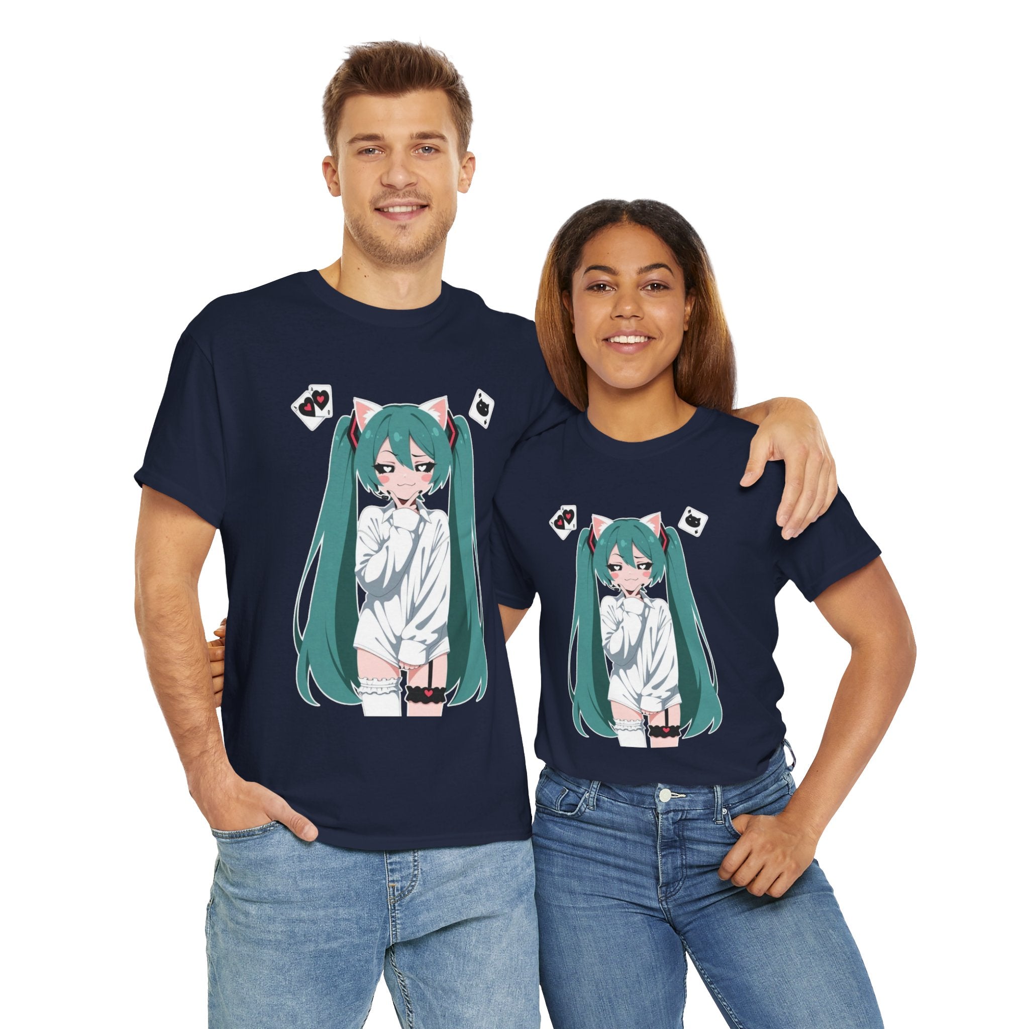 Hatsune Miku Catgirl Cute Anime Unisex Heavy Cotton Tee