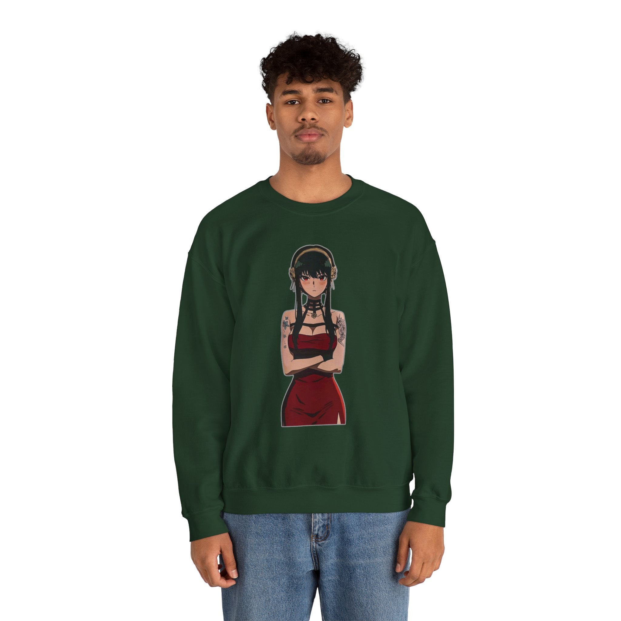 Yor Forger Elegant Tattooed Anime Unisex Heavy Blend™ Crewneck Sweatshirt