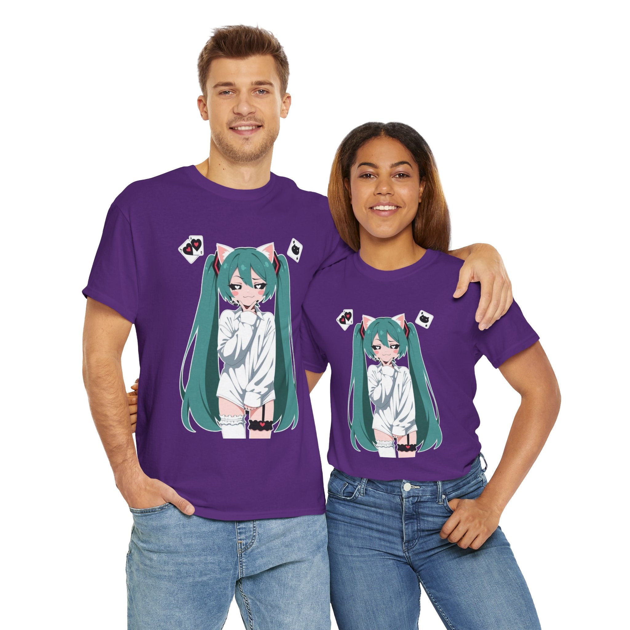 Hatsune Miku Catgirl Cute Anime Unisex Heavy Cotton Tee