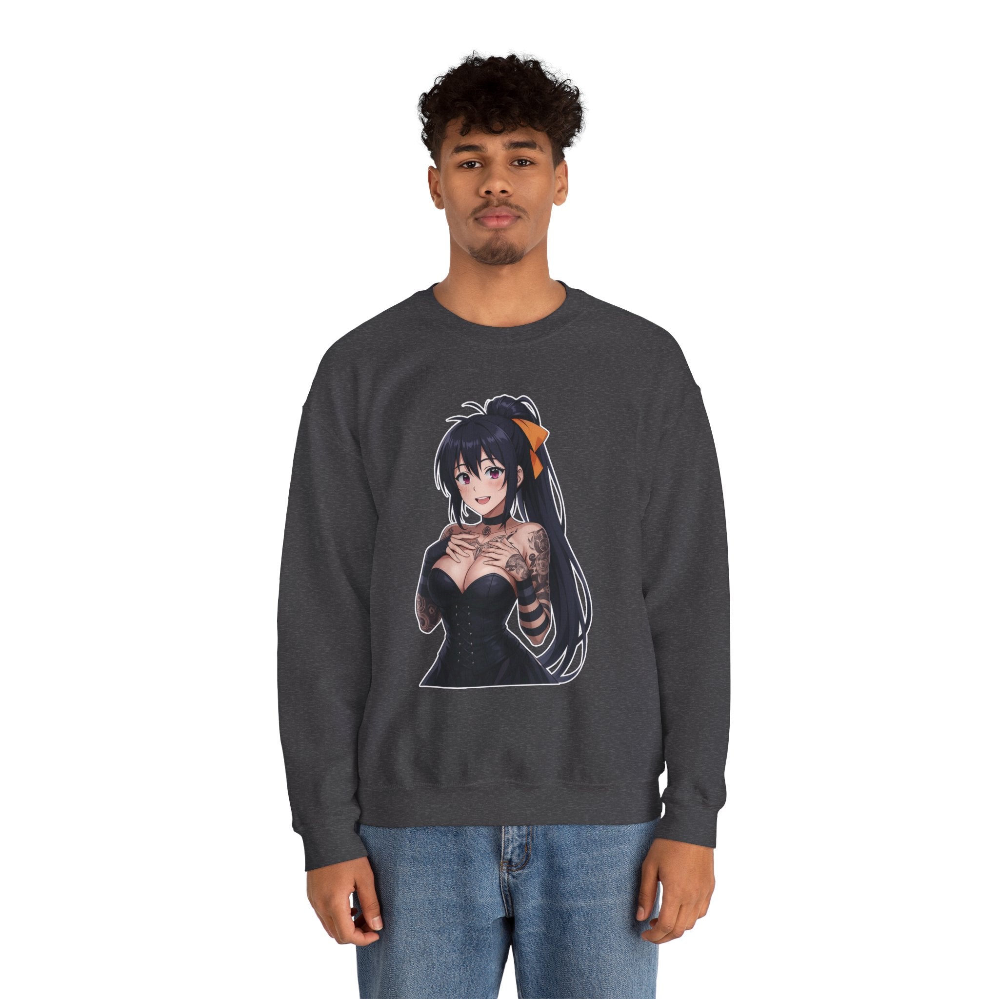Gothic Style Akeno Himejima Tattoed Waifu Unisex Heavy Blend™ Crewneck Sweatshirt