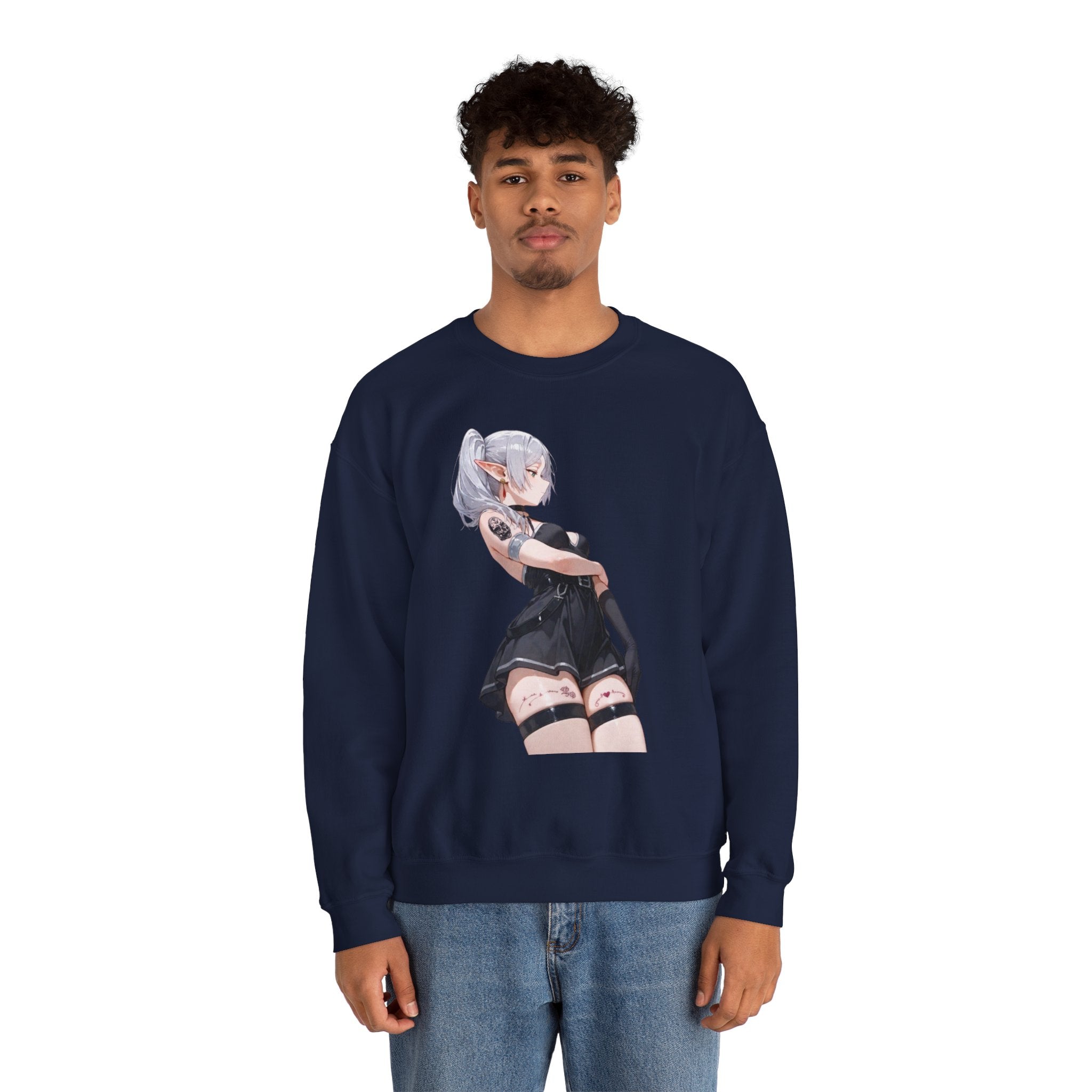 Sexy Frieren Tattooed Black Outfit Unisex Heavy Blend™ Crewneck Sweatshirt