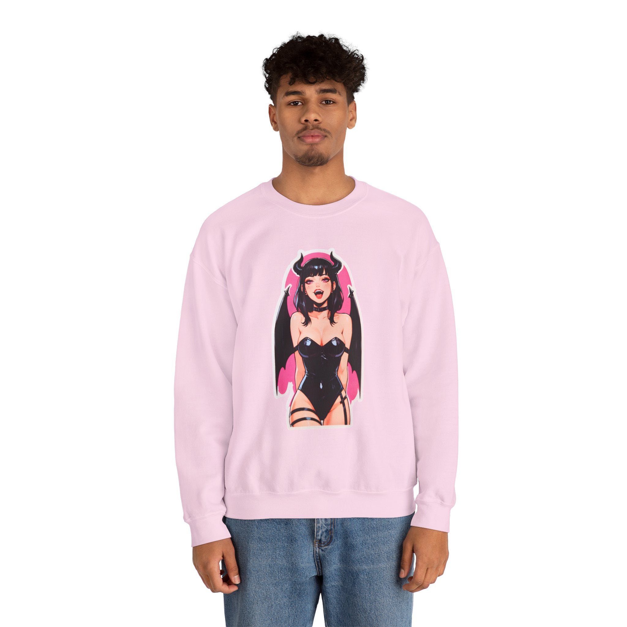 Succubus Ahegao Dark Gothic Unisex Heavy Blend™ Crewneck Sweatshirt