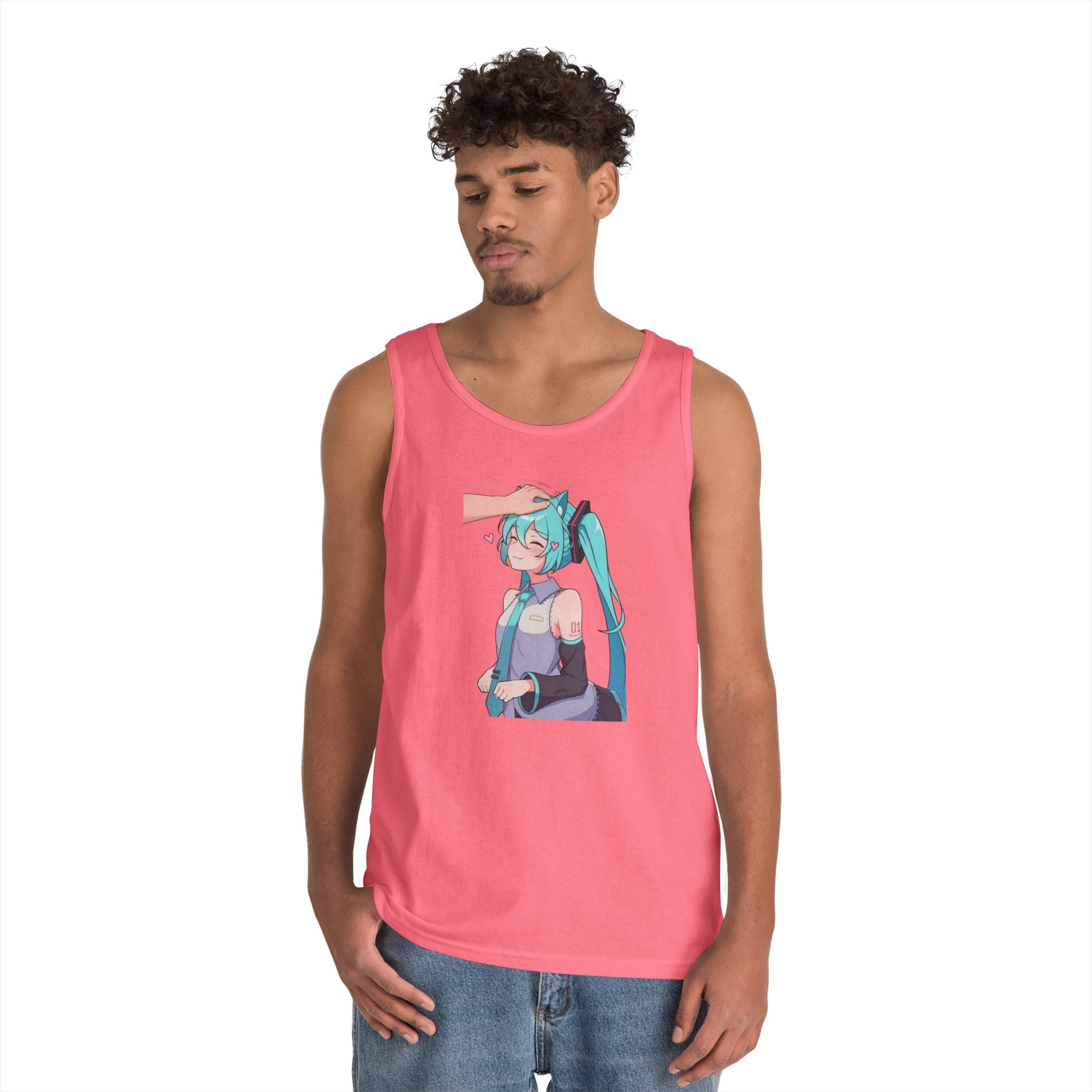 Hatsune Miku Headpat Smiling Catgirl Heavy Cotton Tank Top