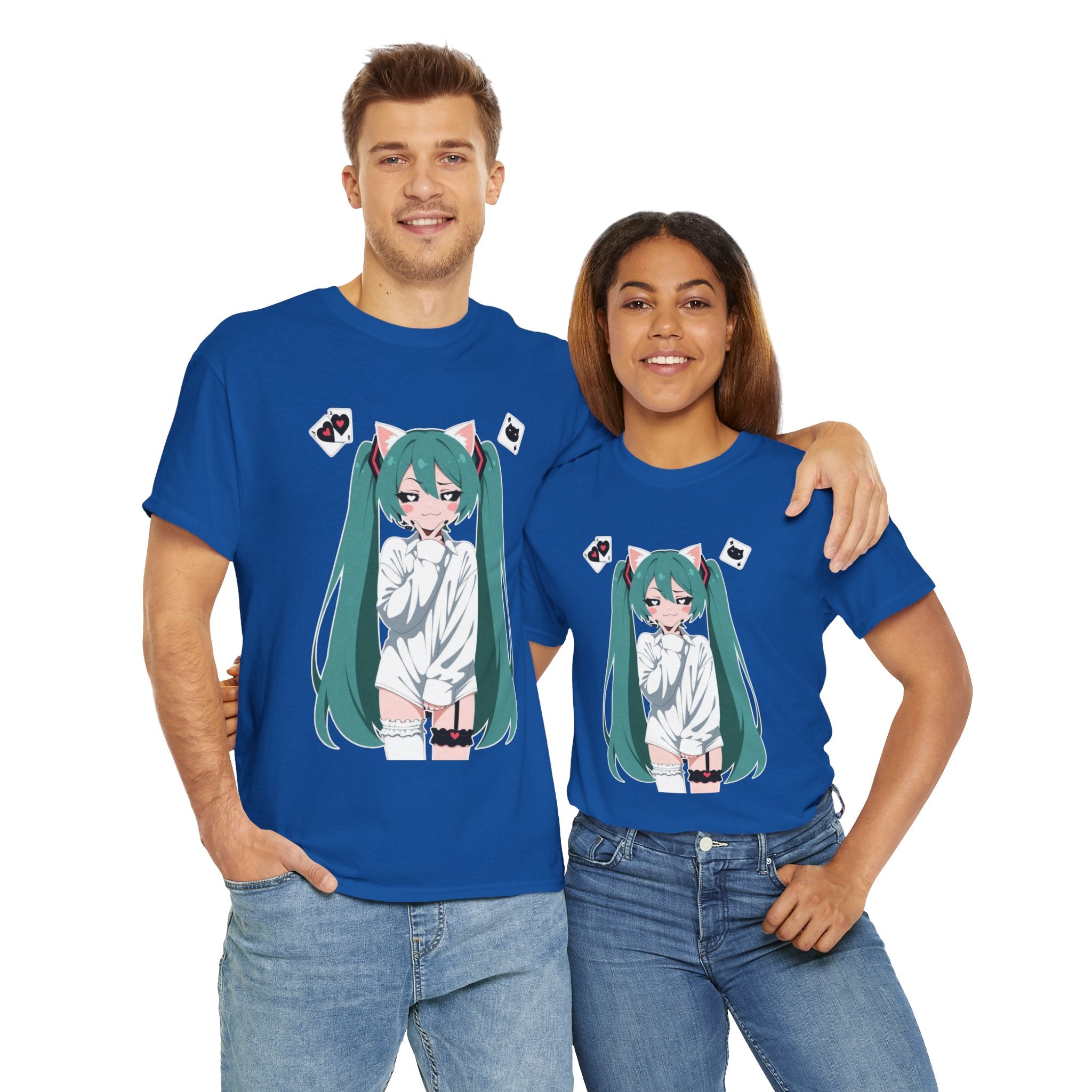 Hatsune Miku Catgirl Cute Anime Unisex Heavy Cotton Tee