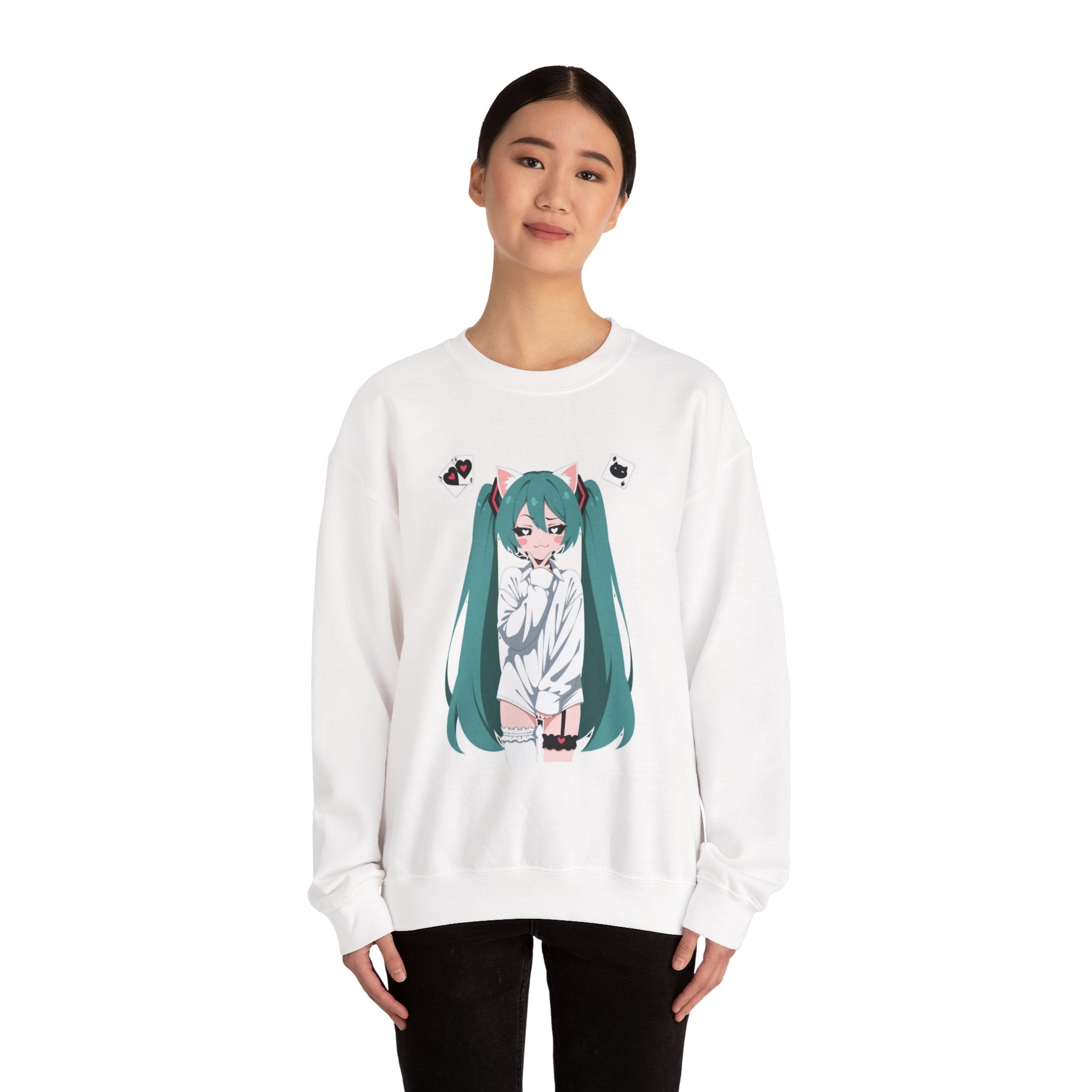 Hatsune Miku Catgirl Cute Unisex Heavy Blend™ Crewneck Sweatshirt