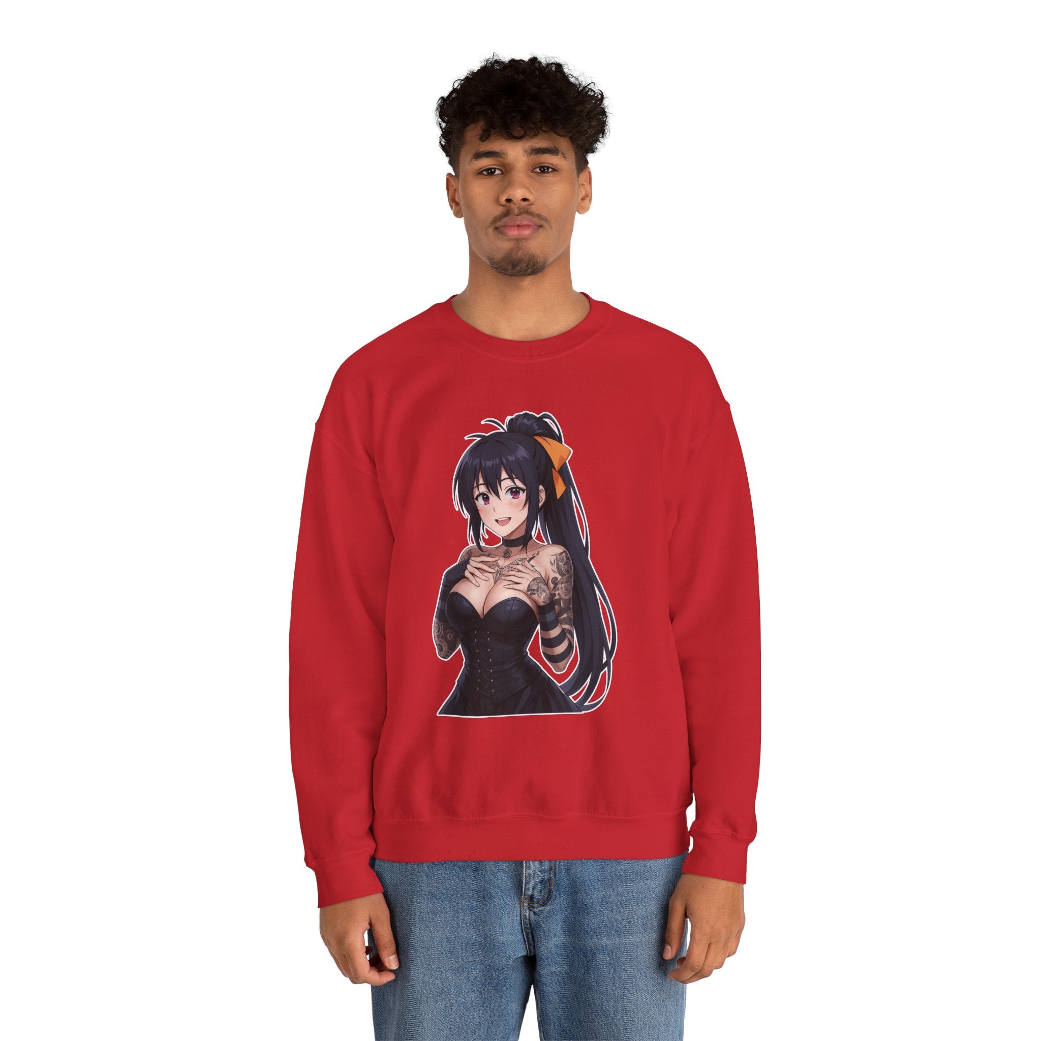 Gothic Style Akeno Himejima Tattoed Waifu Unisex Heavy Blend™ Crewneck Sweatshirt