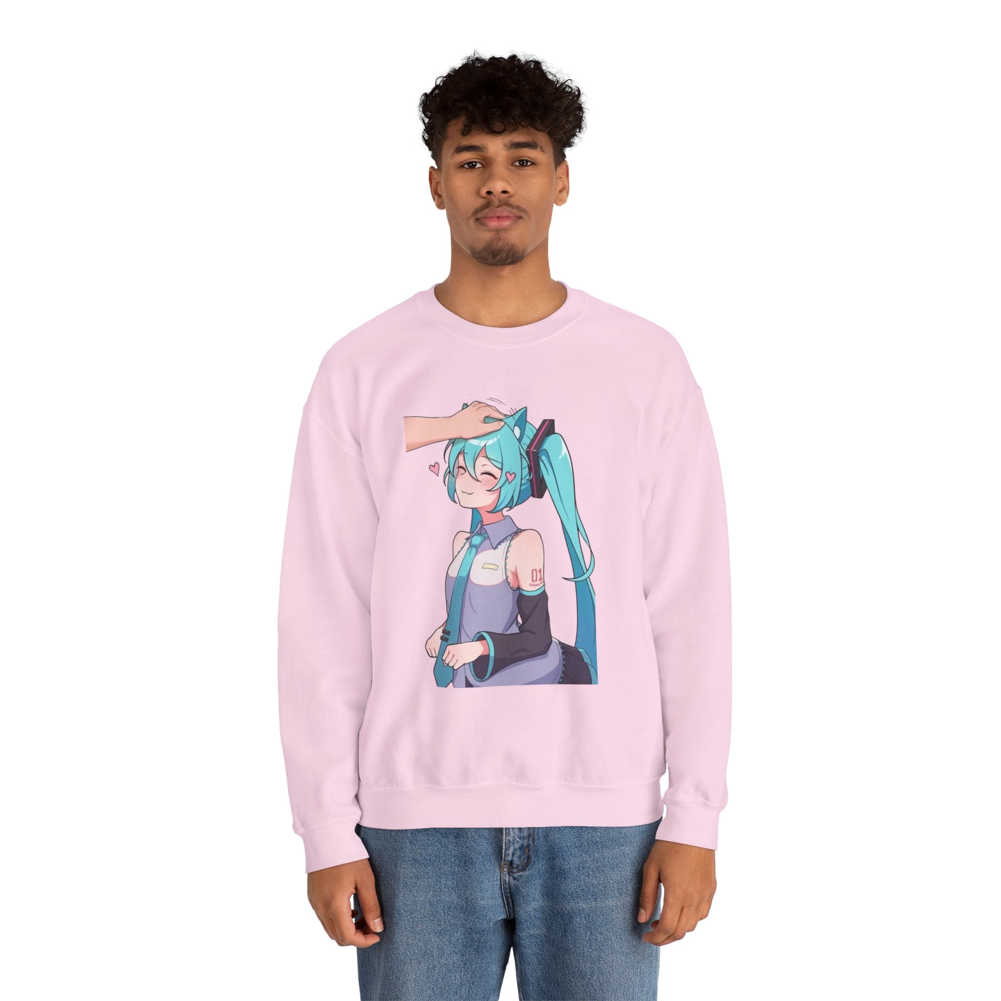 Hatsune Miku Headpat Smiling Catgirl Unisex Heavy Blend™ Crewneck Sweatshirt