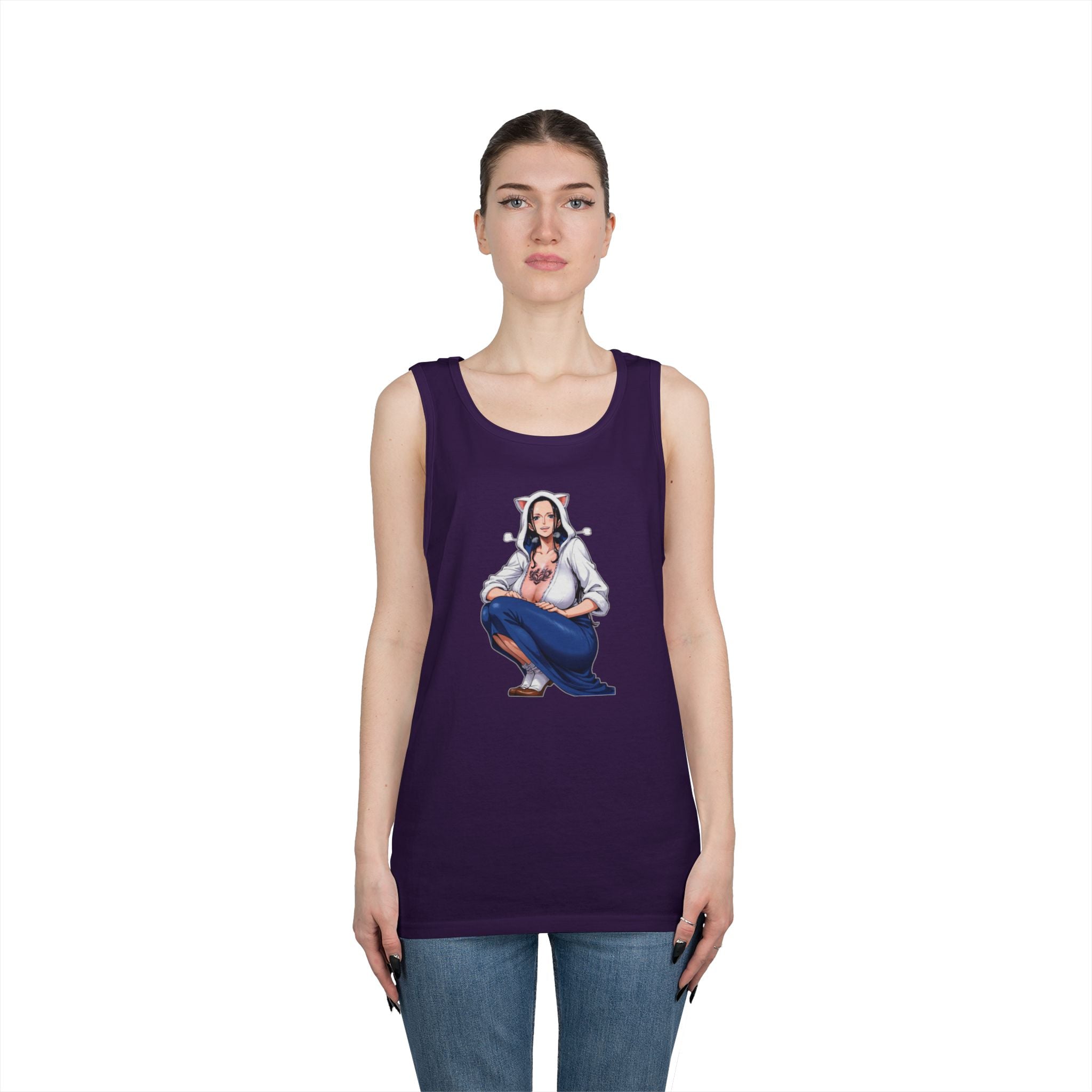 Nico Robin Catgirl Casual Anime Heavy Cotton Tank Top
