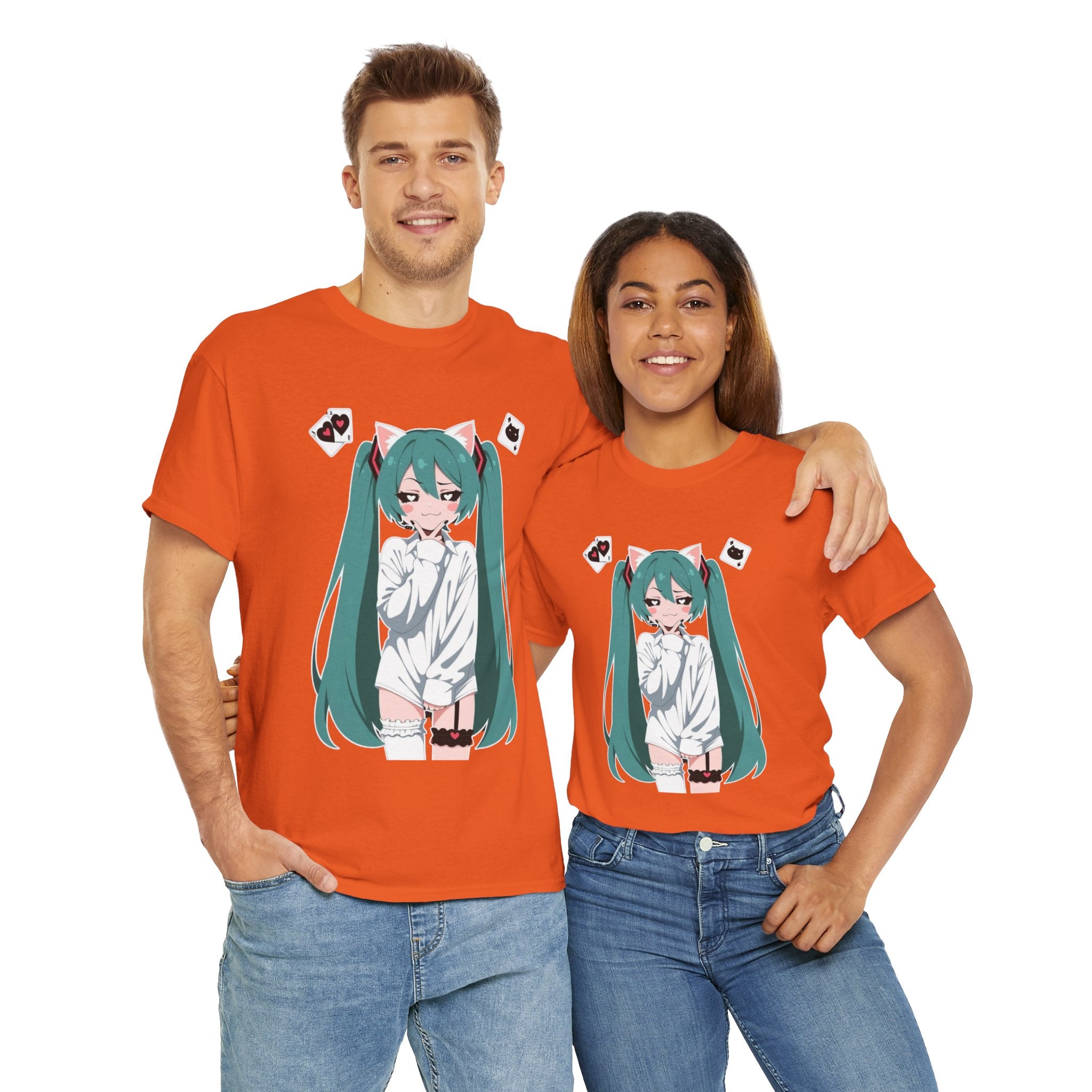 Hatsune Miku Catgirl Cute Anime Unisex Heavy Cotton Tee