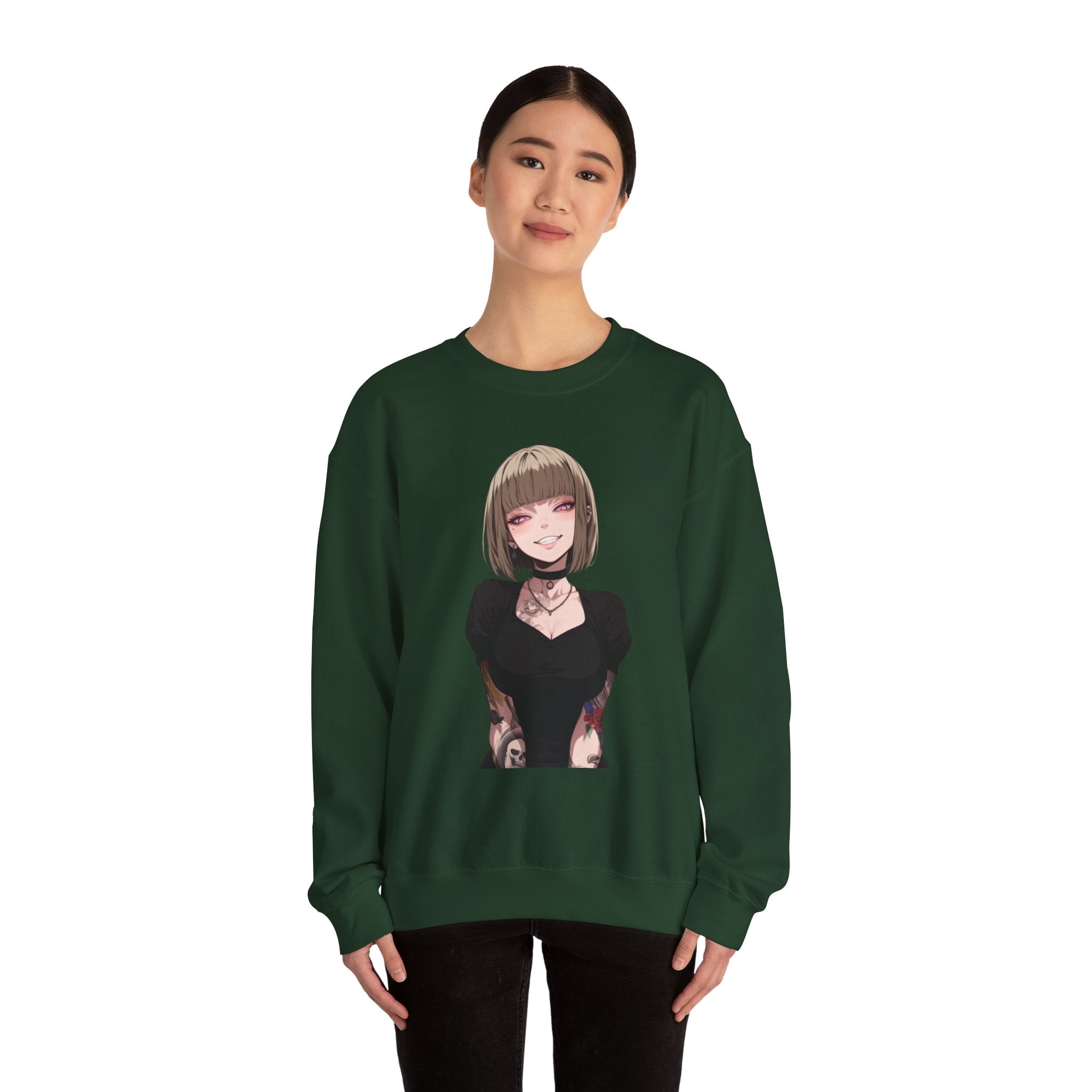 Sexy Style Himiko Toga Skull Tattooed Unisex Heavy Blend™ Crewneck Sweatshirt