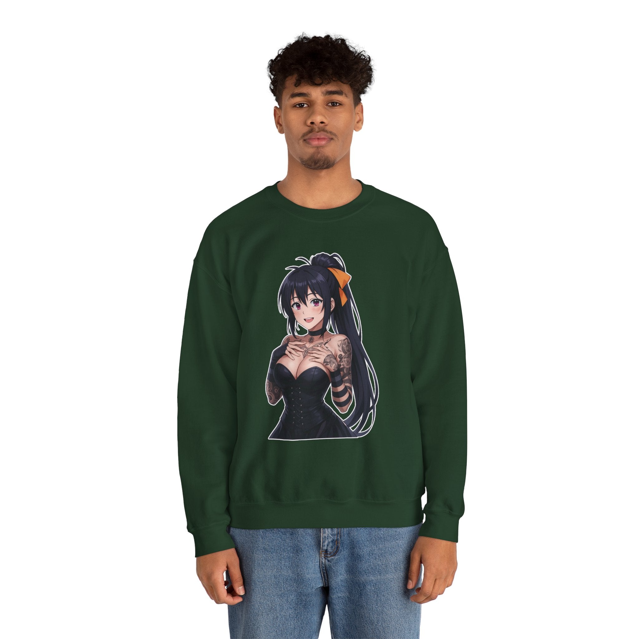 Gothic Style Akeno Himejima Tattoed Waifu Unisex Heavy Blend™ Crewneck Sweatshirt