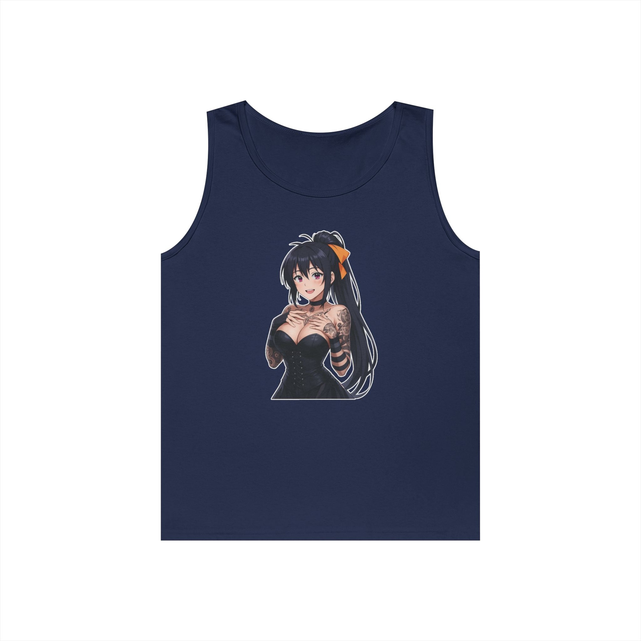 Gothic Style Akeno Himejima Tattoed Waifu Heavy Cotton Tank Top