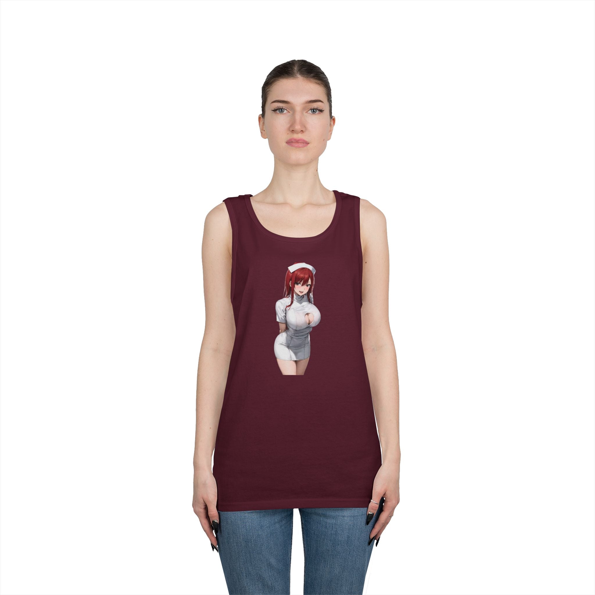 Ezra Scarlet Nurse Uniform Anime Heavy Cotton Tank Top