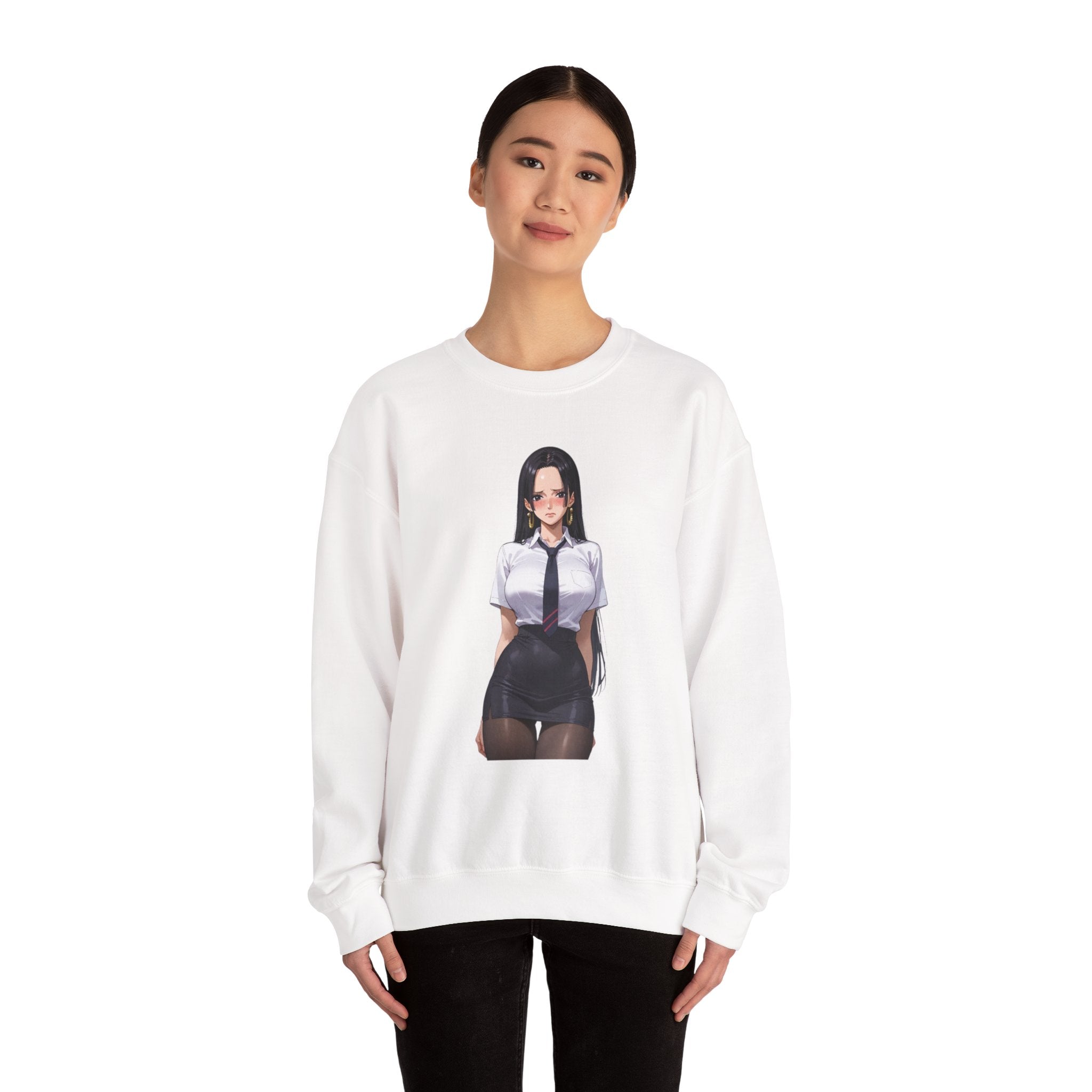Nico Robin Office Lady Blushing Anime Unisex Heavy Blend™ Crewneck Sweatshirt