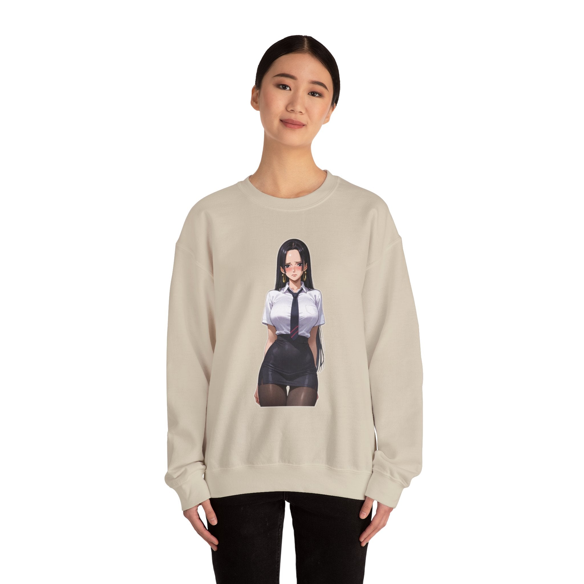 Nico Robin Office Lady Blushing Anime Unisex Heavy Blend™ Crewneck Sweatshirt