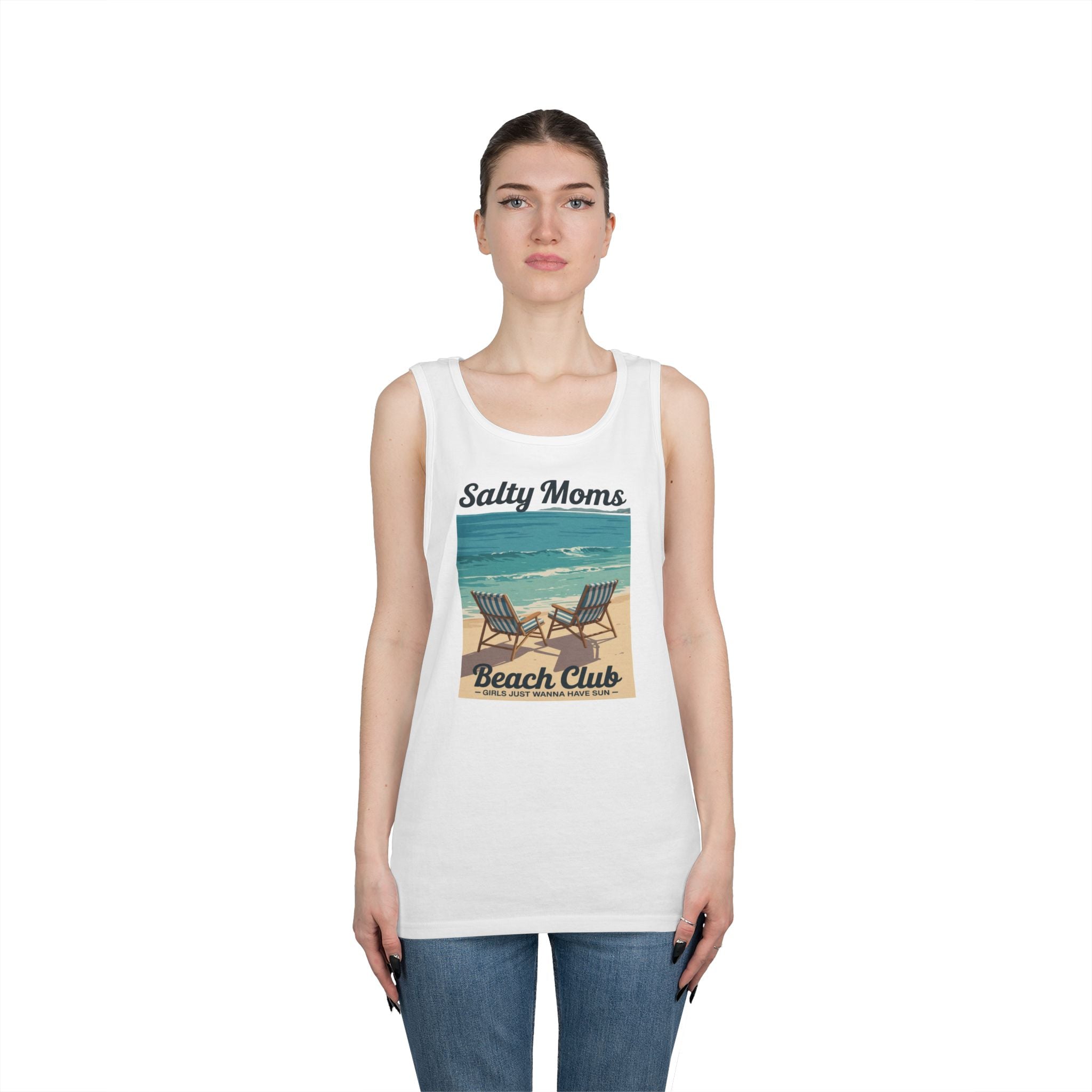 Salty Moms Beach Club Unisex Heavy Cotton Tank Top