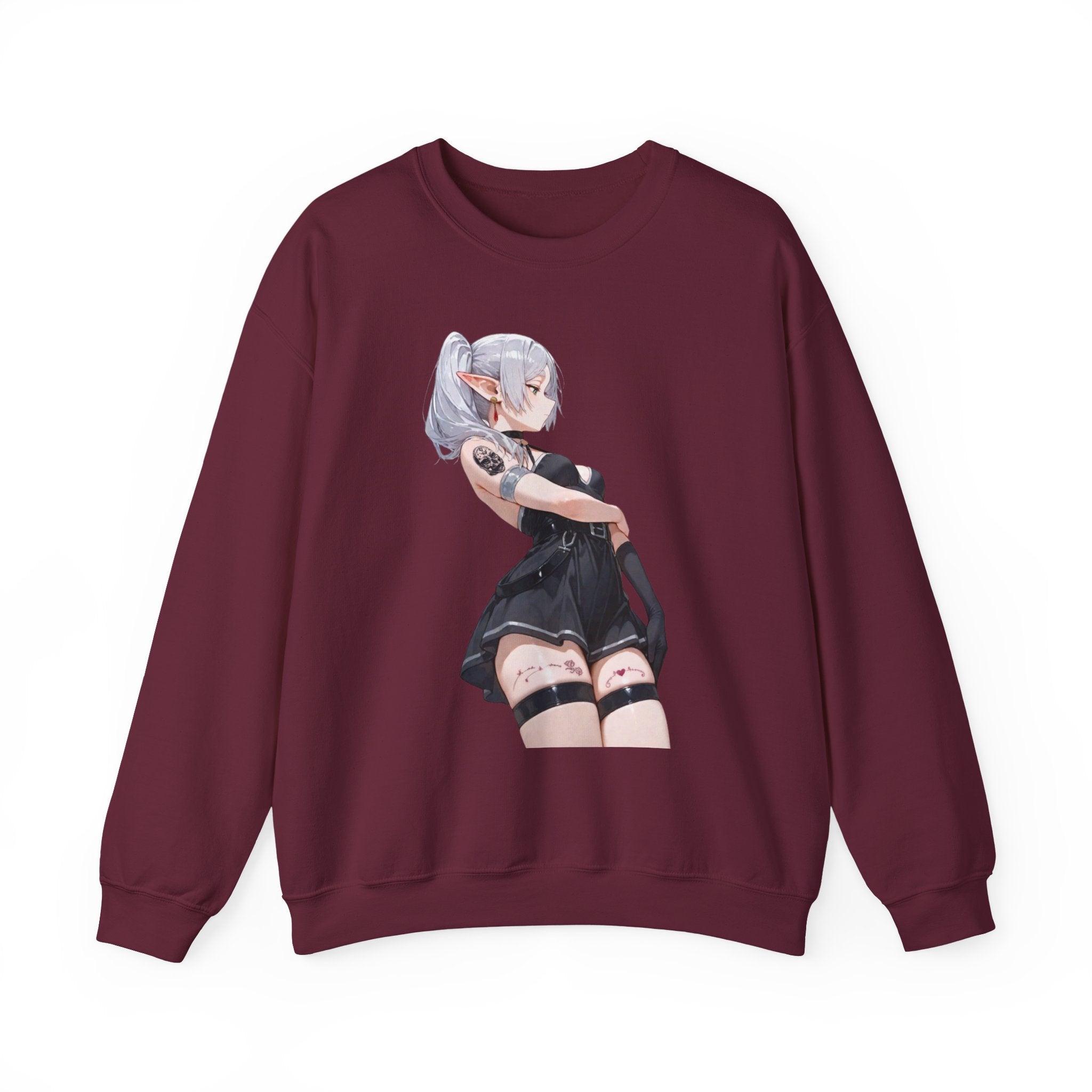 Sexy Frieren Tattooed Black Outfit Unisex Heavy Blend™ Crewneck Sweatshirt