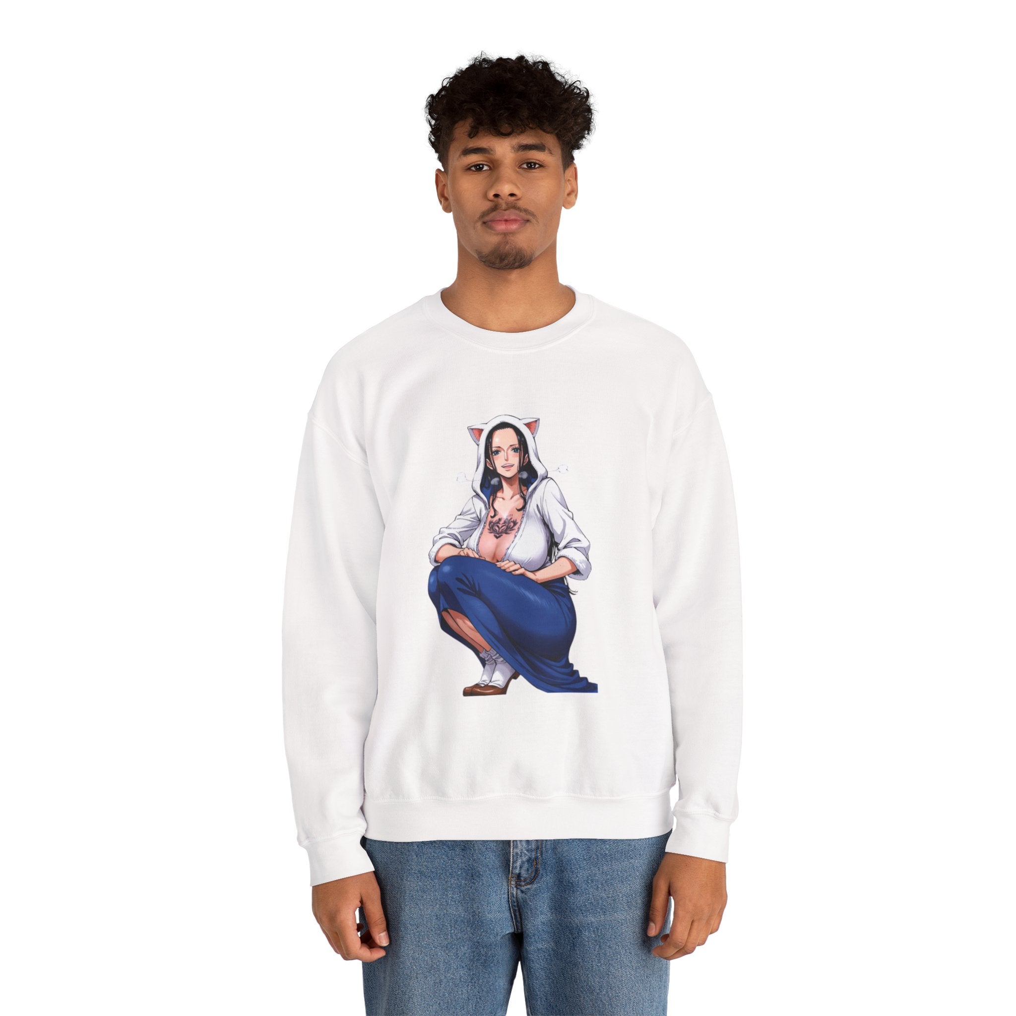 Nico Robin Catgirl Casual Anime Unisex Heavy Blend™ Crewneck Sweatshirt