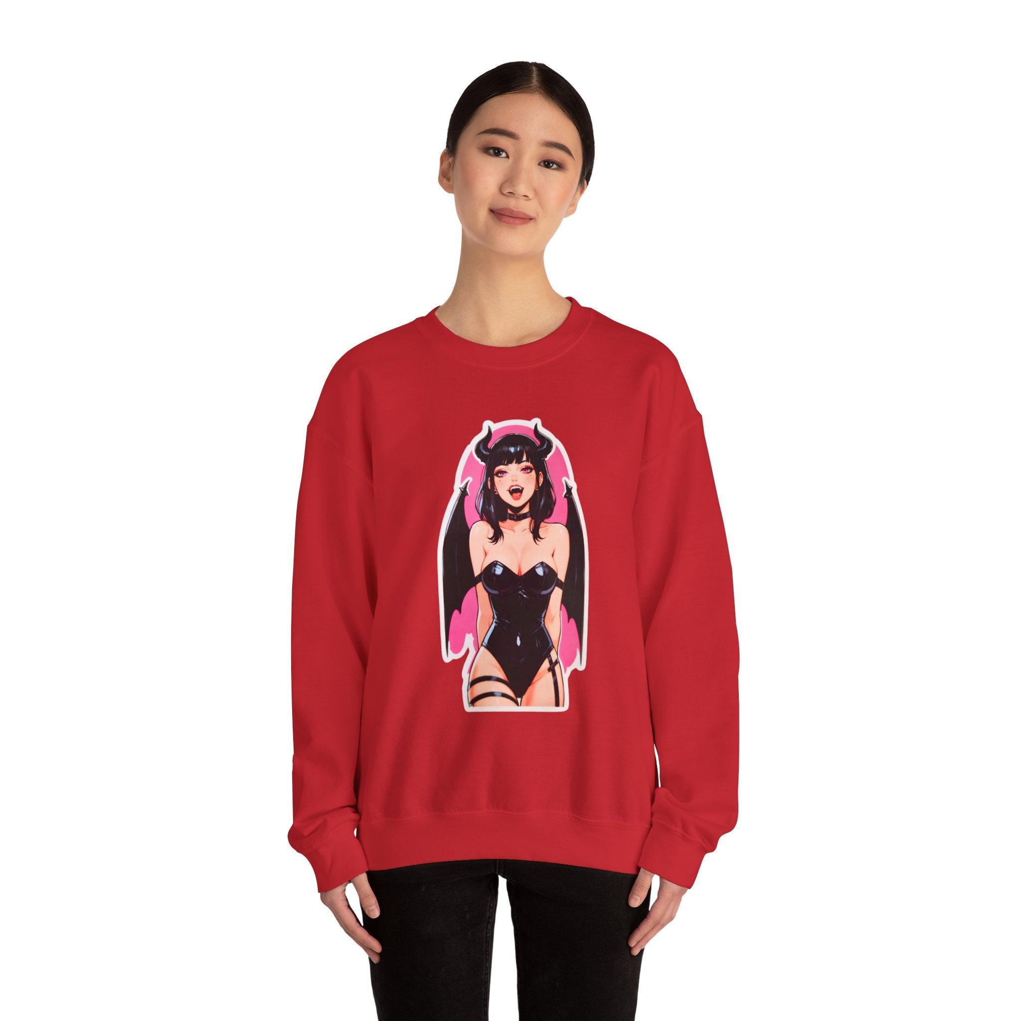 Succubus Ahegao Dark Gothic Unisex Heavy Blend™ Crewneck Sweatshirt