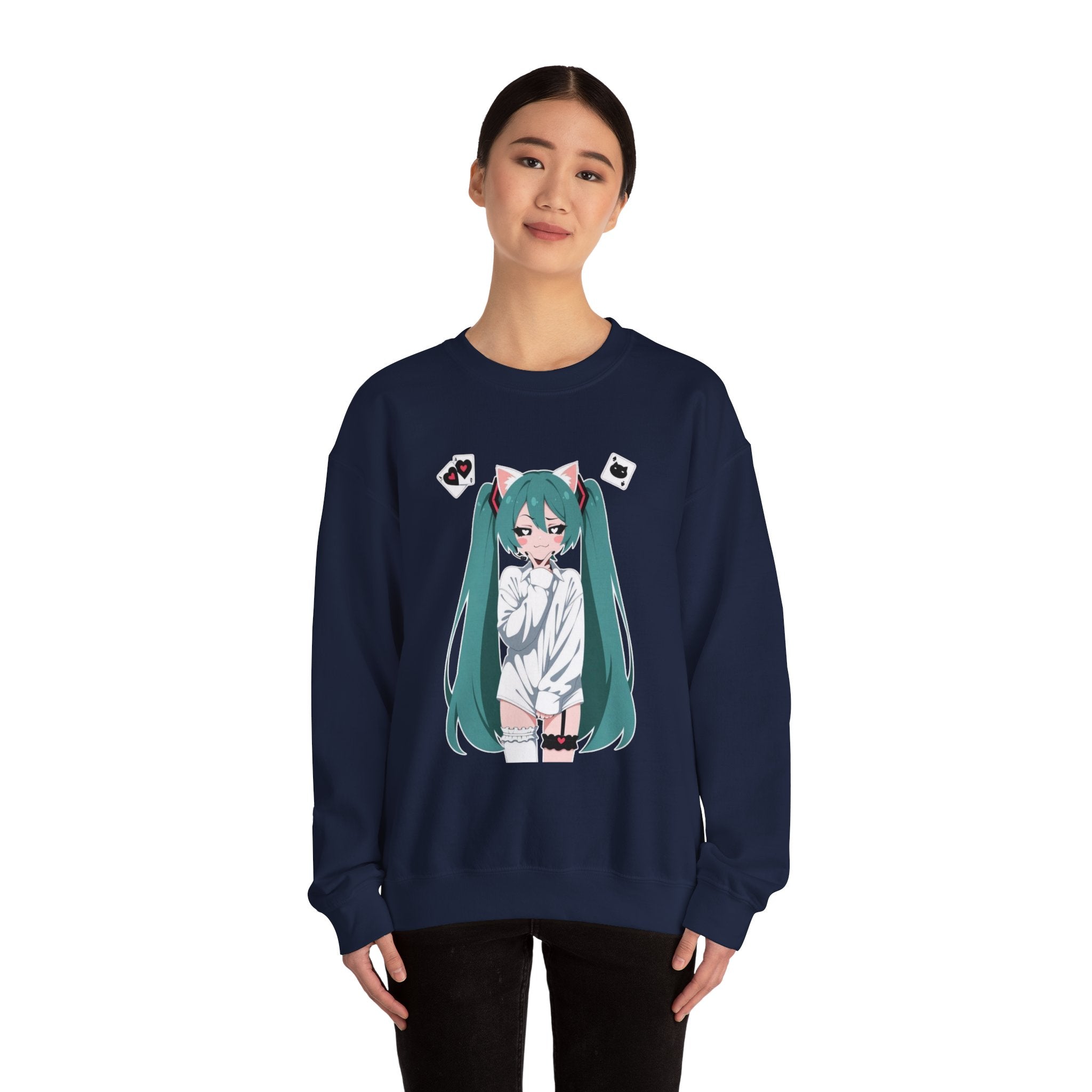 Hatsune Miku Catgirl Cute Unisex Heavy Blend™ Crewneck Sweatshirt