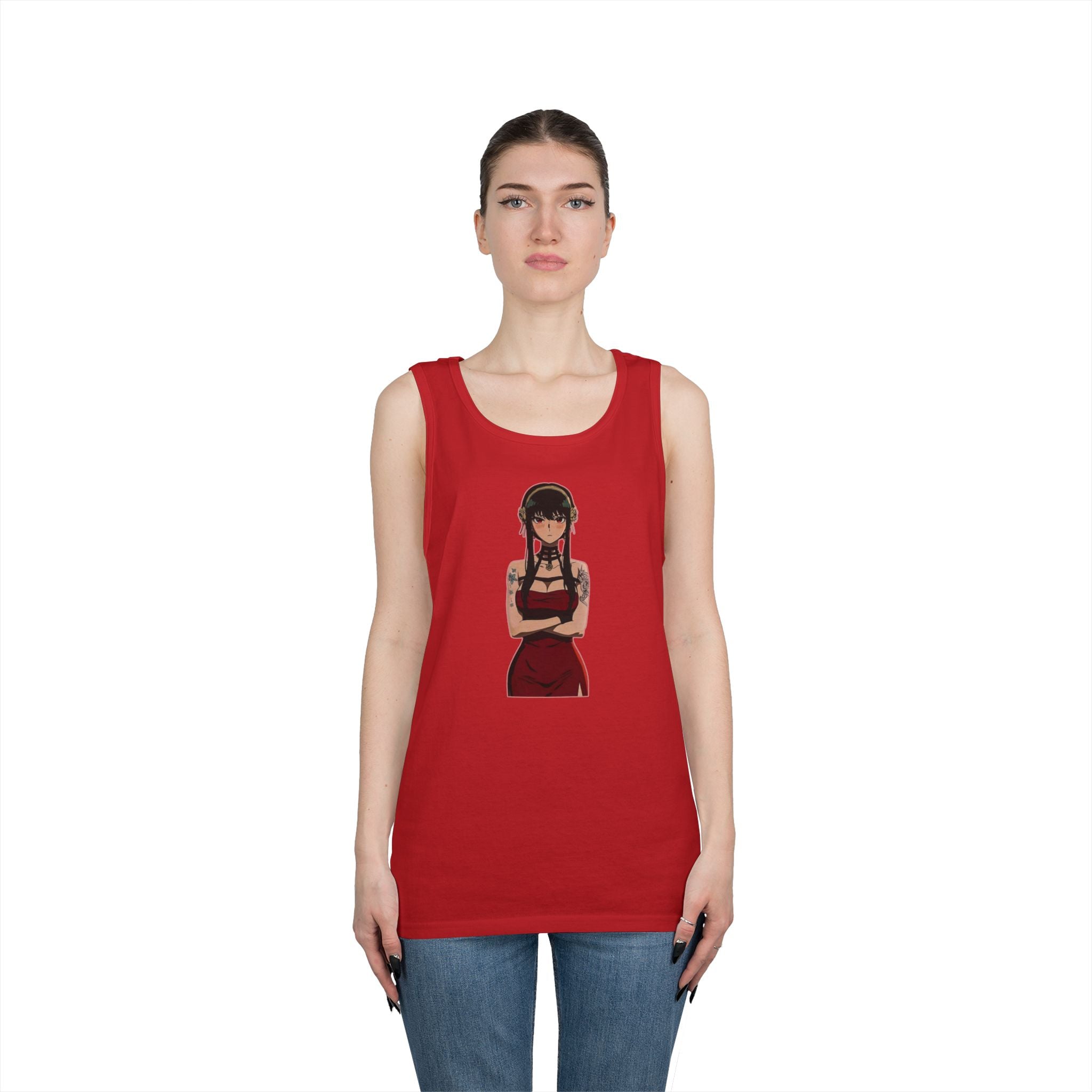 Yor Forger Elegant Tattooed Anime Heavy Cotton Tank Top
