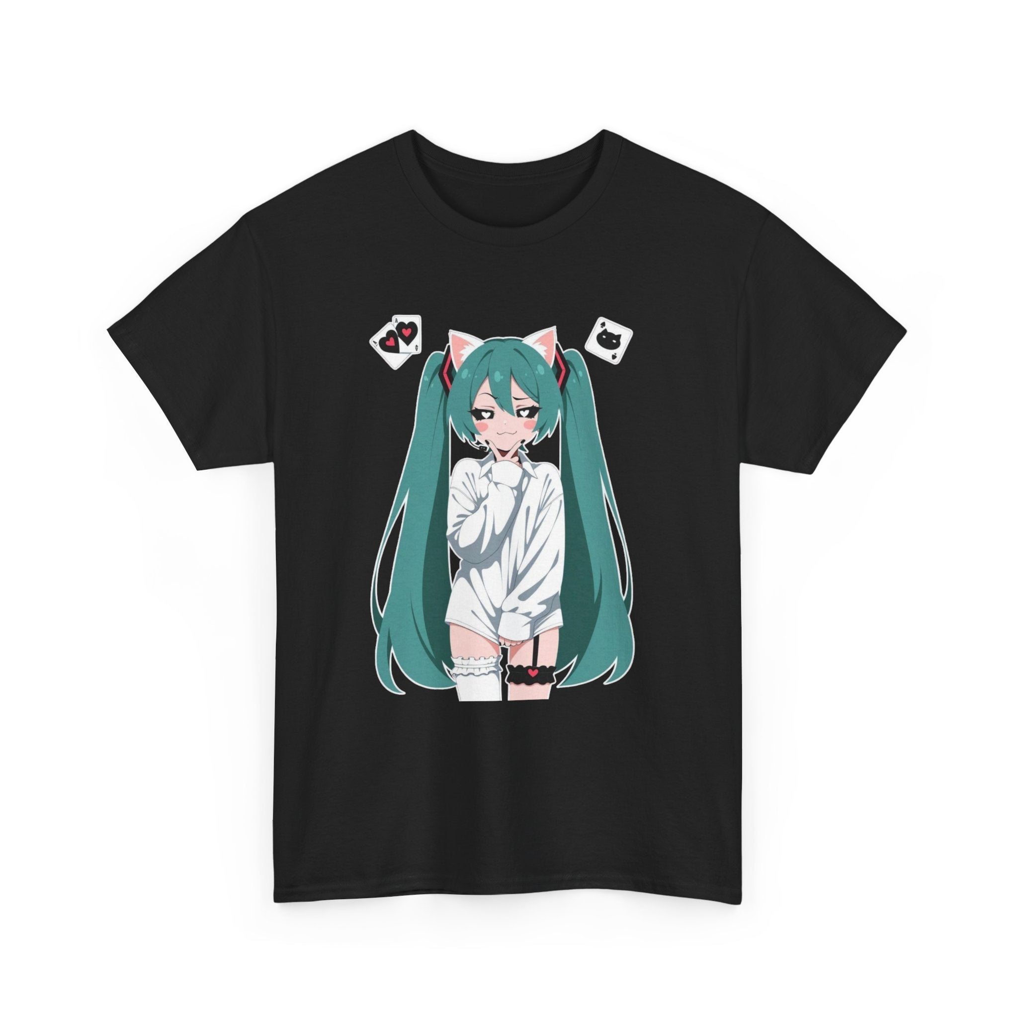 Hatsune Miku Catgirl Cute Anime Unisex Heavy Cotton Tee