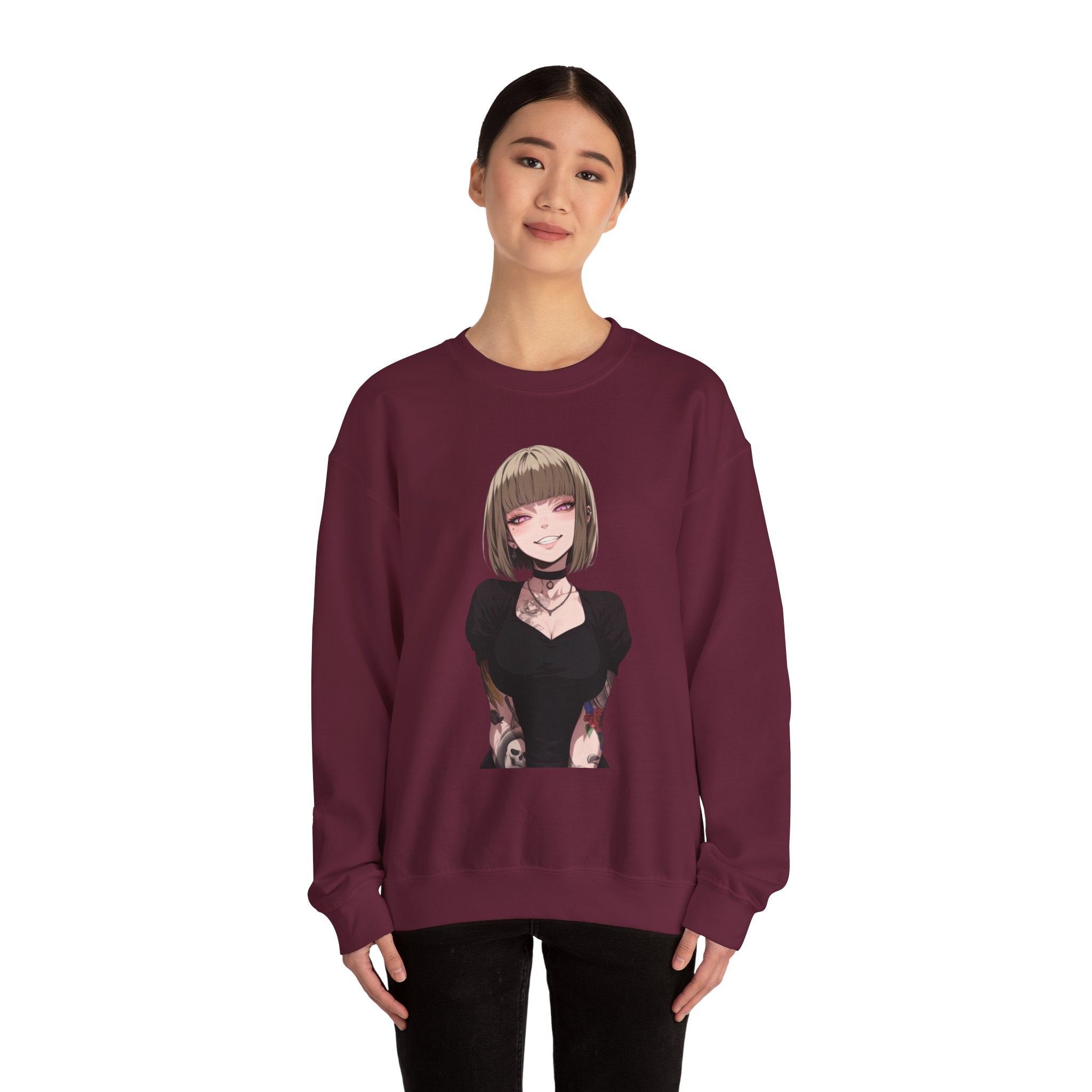 Sexy Style Himiko Toga Skull Tattooed Unisex Heavy Blend™ Crewneck Sweatshirt