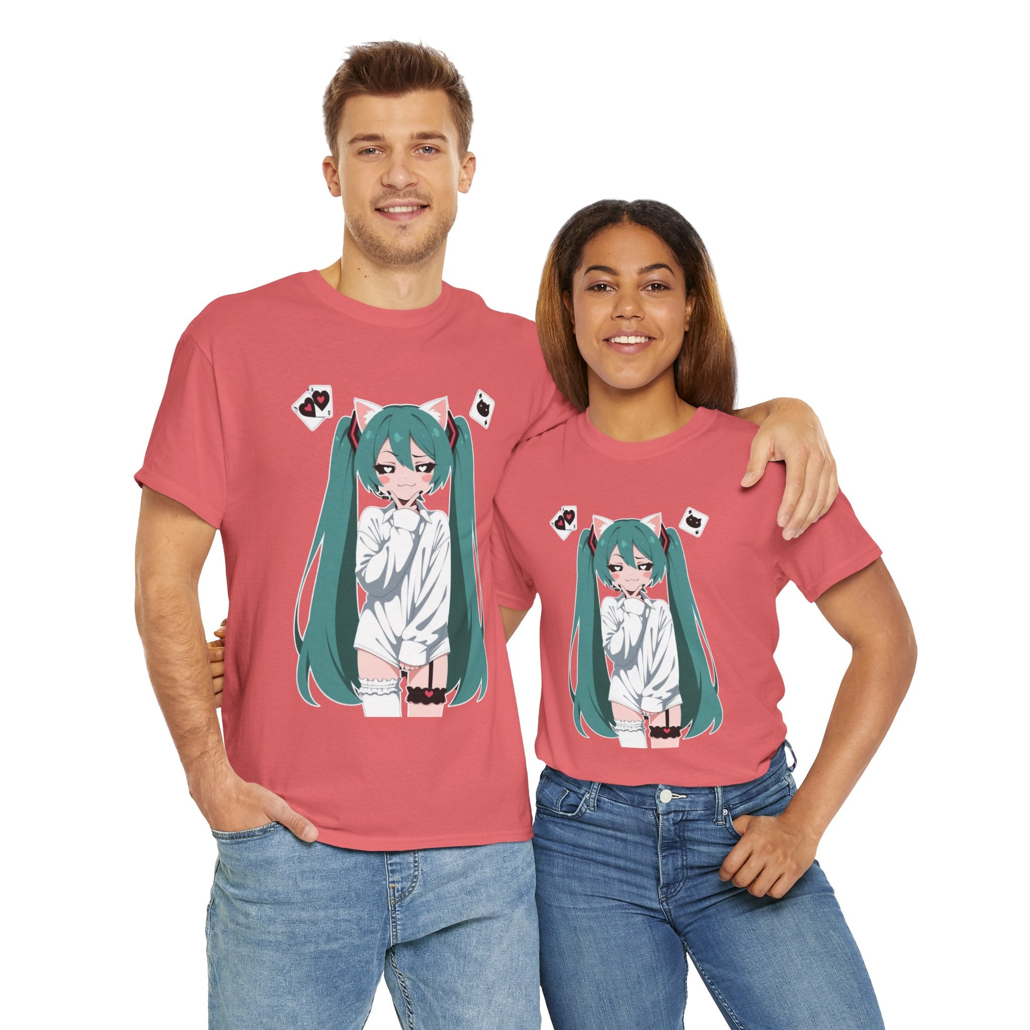 Hatsune Miku Catgirl Cute Anime Unisex Heavy Cotton Tee