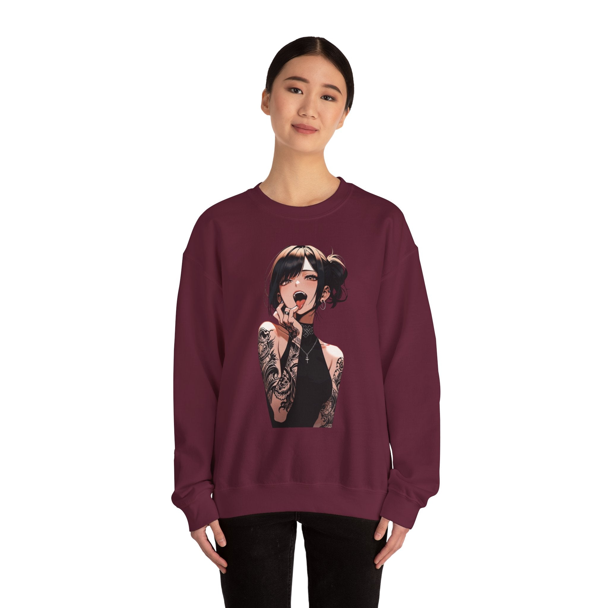 Gothic Himiko Toga Tattooed Ahegao Unisex Heavy Blend™ Crewneck Sweatshirt