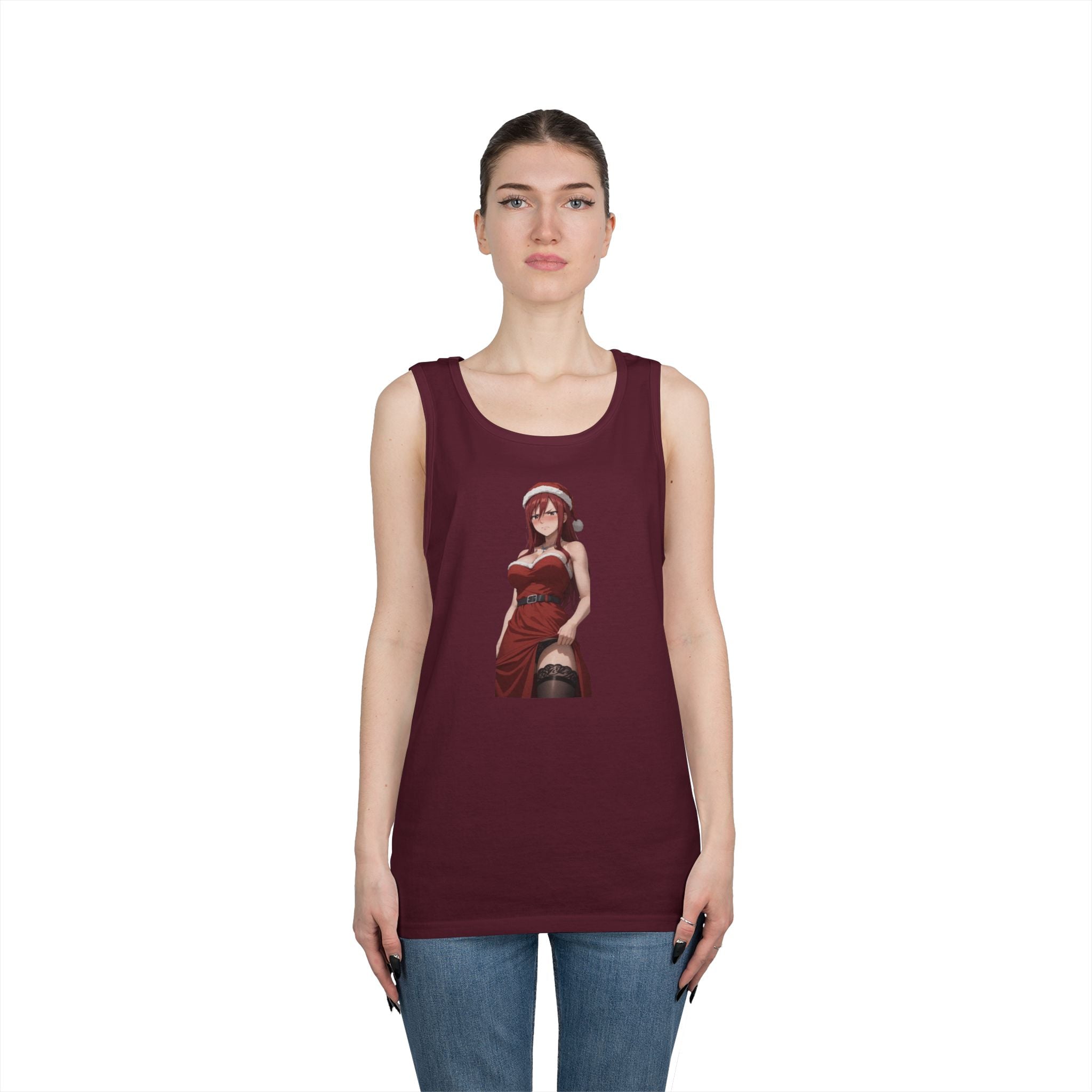 Ezra Scarlet Christmas Themed Angry Anime Heavy Cotton Tank Top