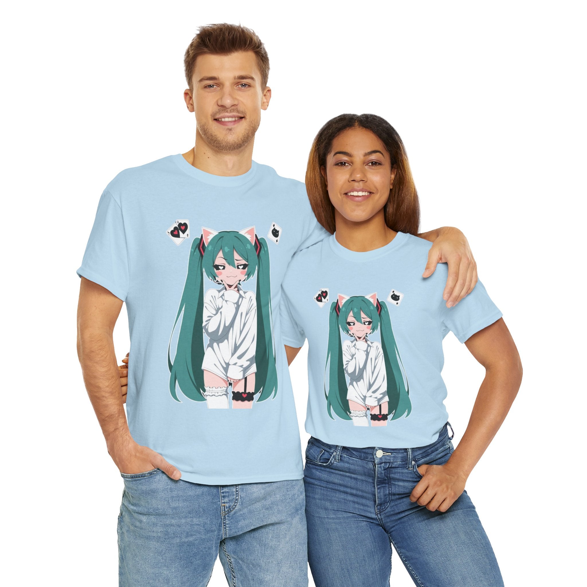 Hatsune Miku Catgirl Cute Anime Unisex Heavy Cotton Tee