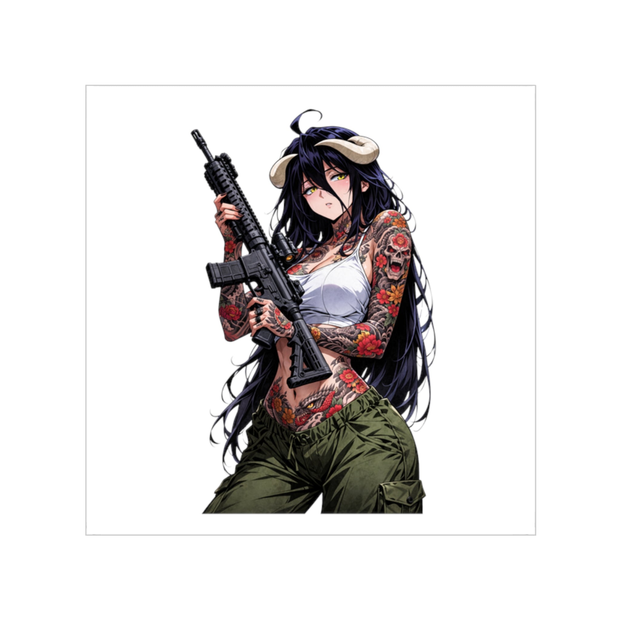 Albedo Overlord Tattoo Street Style Waifu Sticker