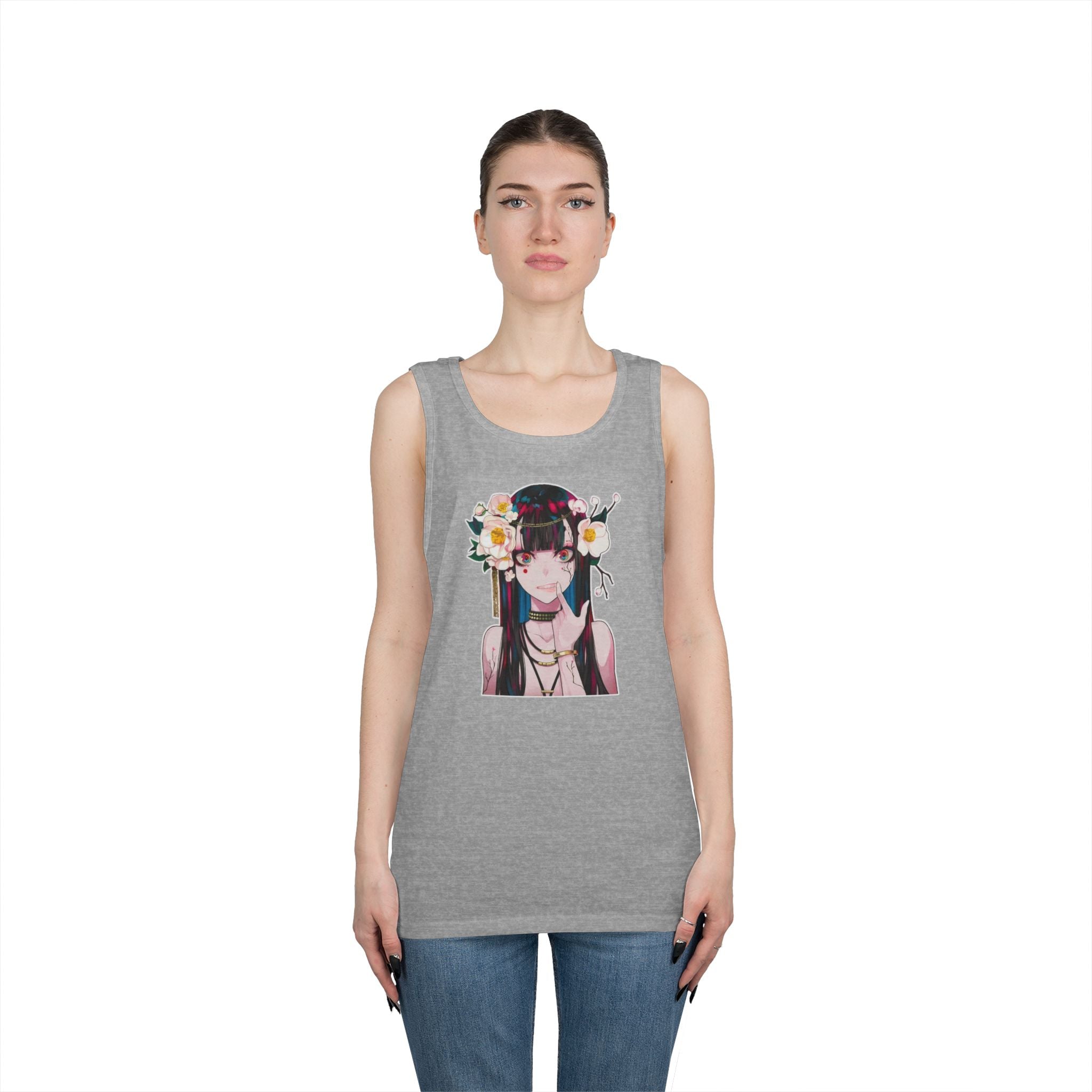 Vampire Girl Dark Fantasy Heavy Cotton Tank Top
