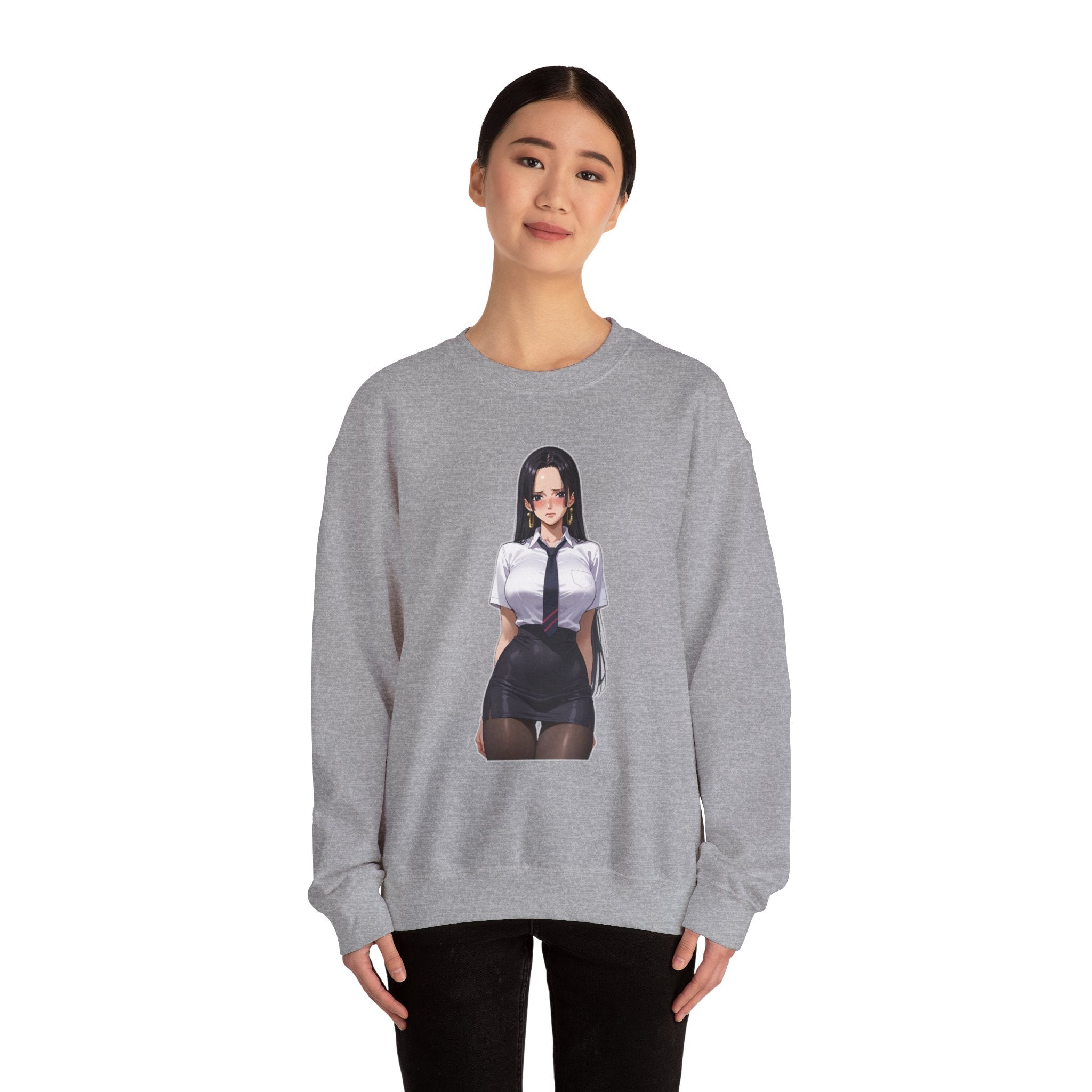 Nico Robin Office Lady Blushing Anime Unisex Heavy Blend™ Crewneck Sweatshirt