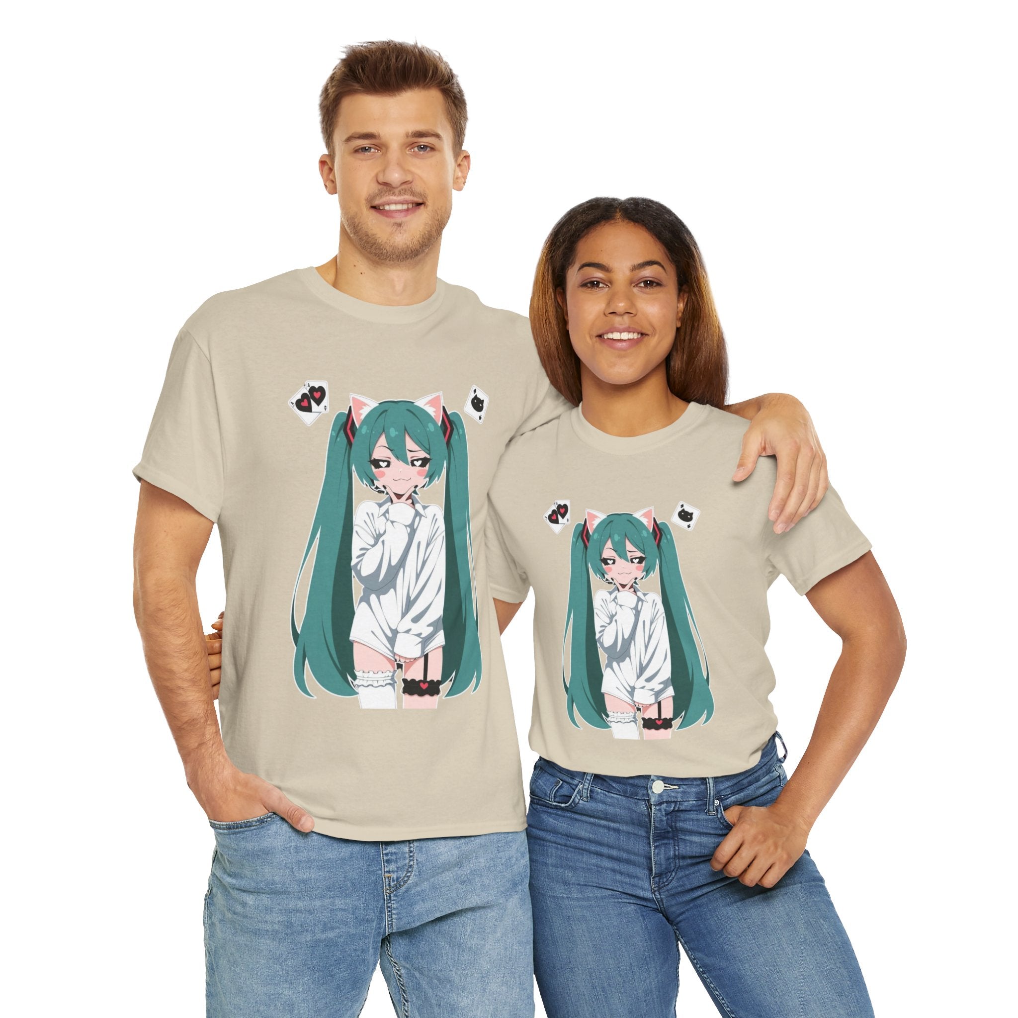 Hatsune Miku Catgirl Cute Anime Unisex Heavy Cotton Tee