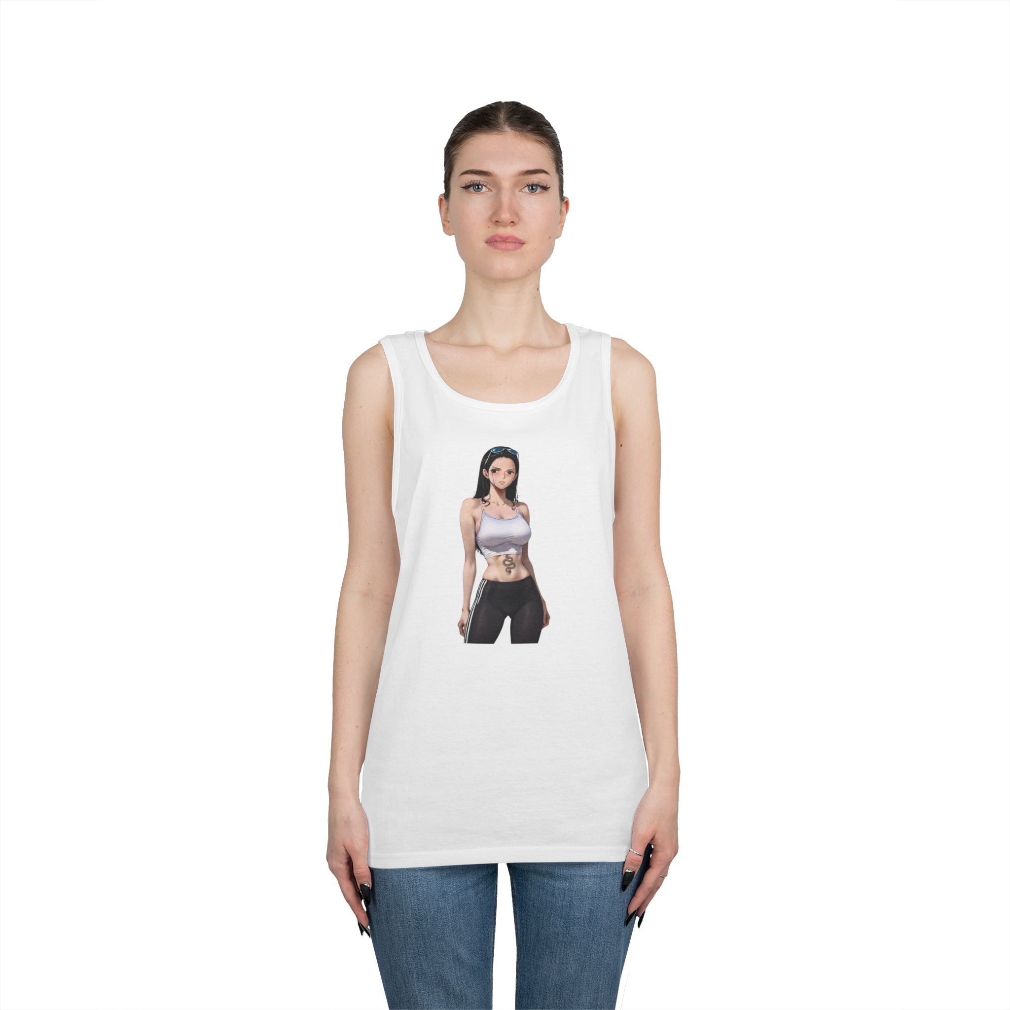 Nico Robin Sporty Snake Tattoo Anime Heavy Cotton Tank Top