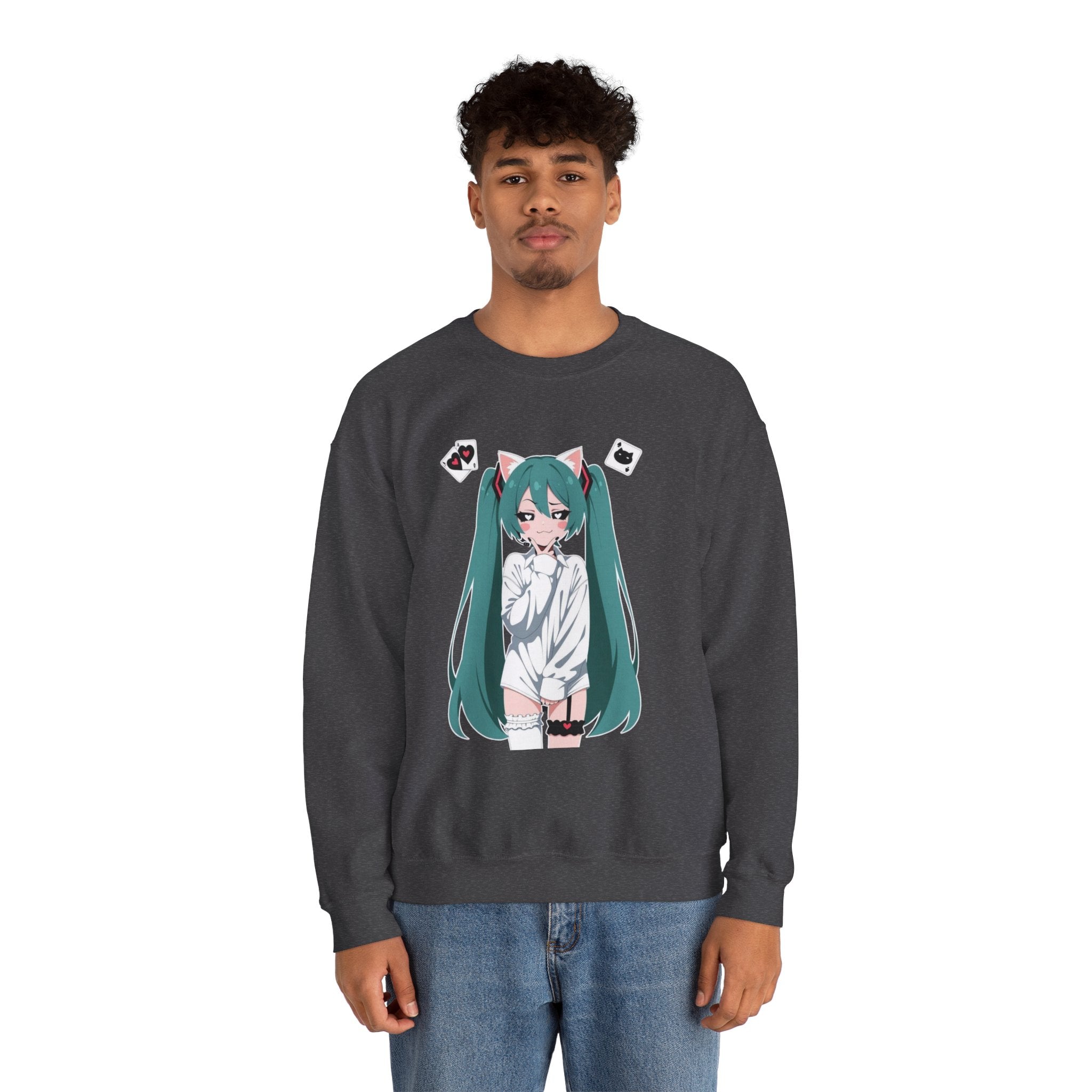 Hatsune Miku Catgirl Cute Unisex Heavy Blend™ Crewneck Sweatshirt