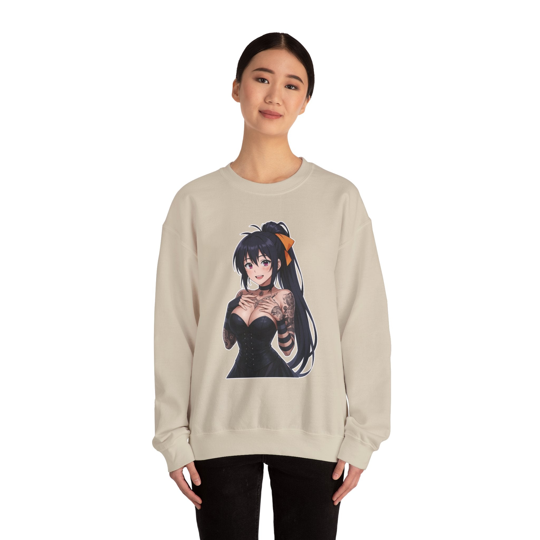 Gothic Style Akeno Himejima Tattoed Waifu Unisex Heavy Blend™ Crewneck Sweatshirt