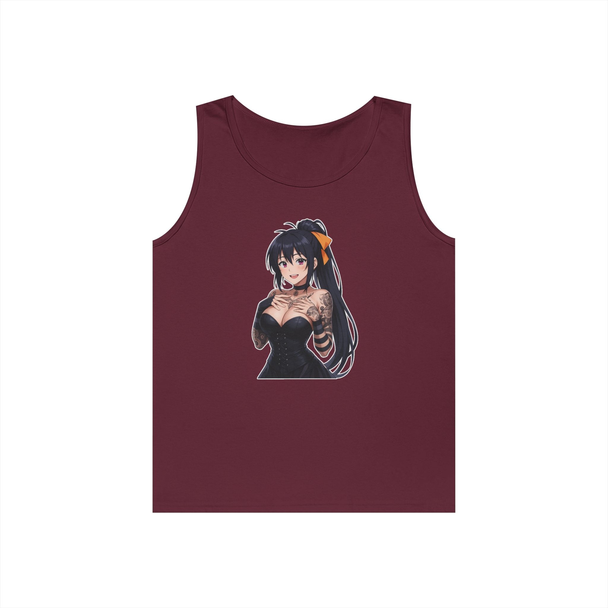 Gothic Style Akeno Himejima Tattoed Waifu Heavy Cotton Tank Top