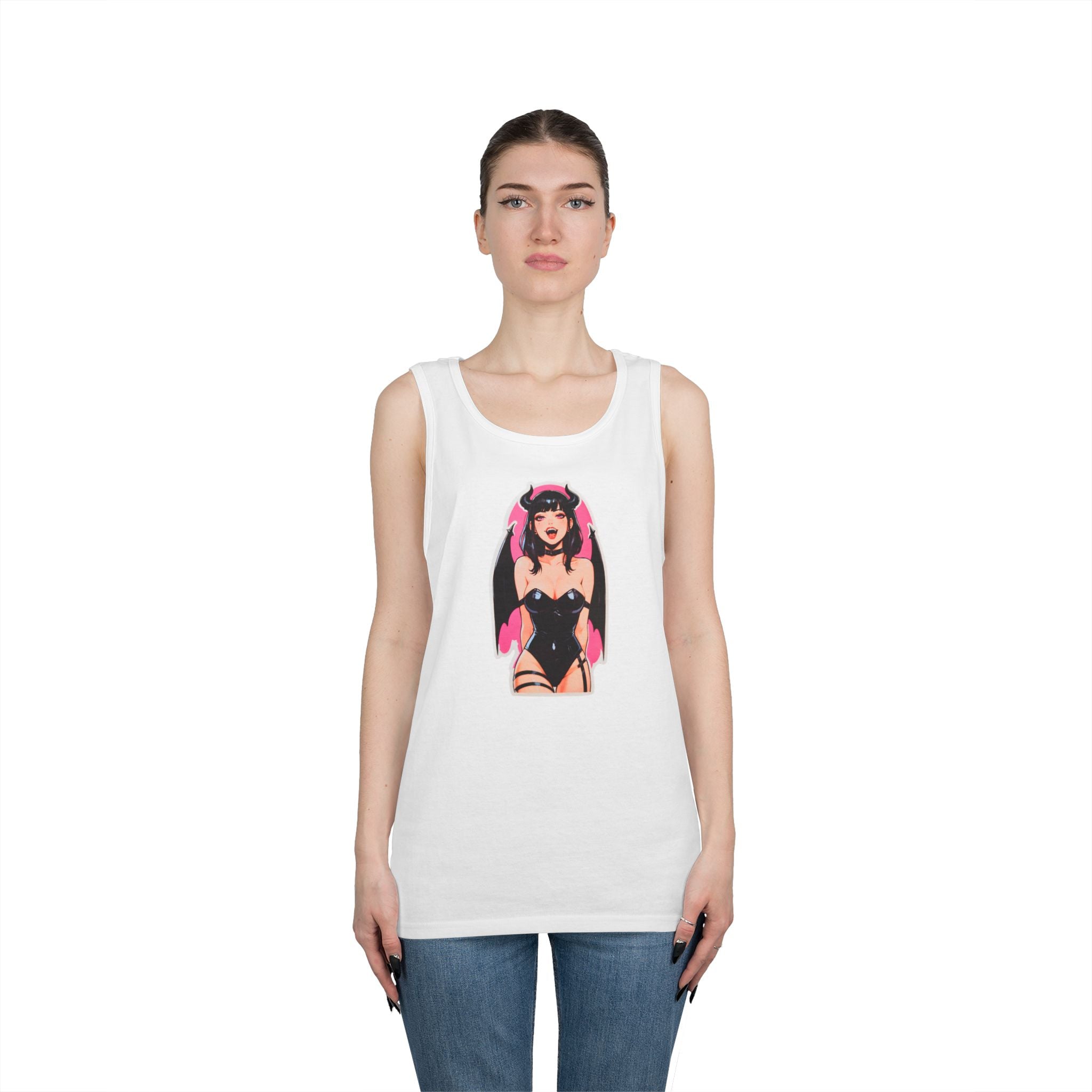 Succubus Ahegao Dark Gothic Heavy Cotton Tank Top