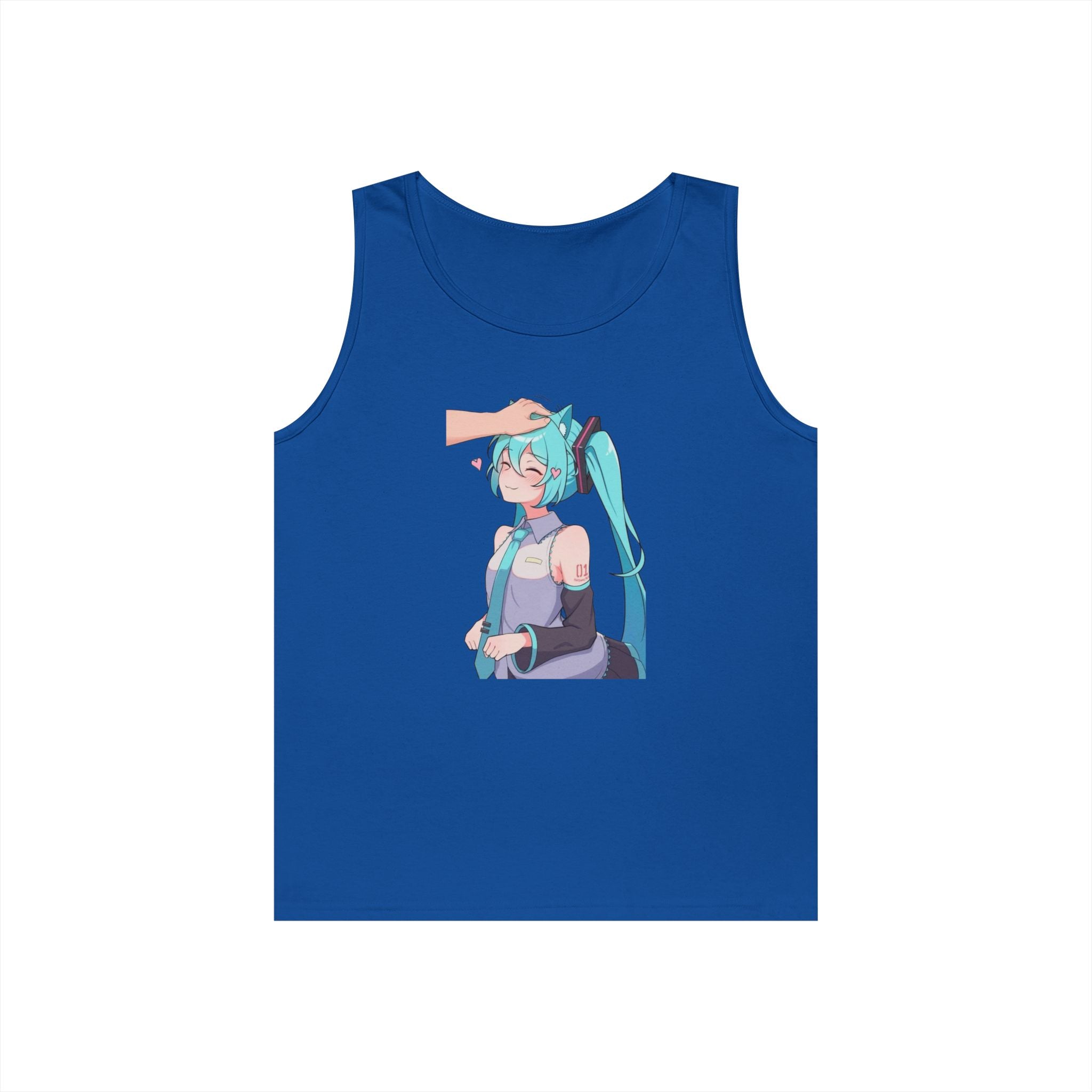Hatsune Miku Headpat Smiling Catgirl Heavy Cotton Tank Top