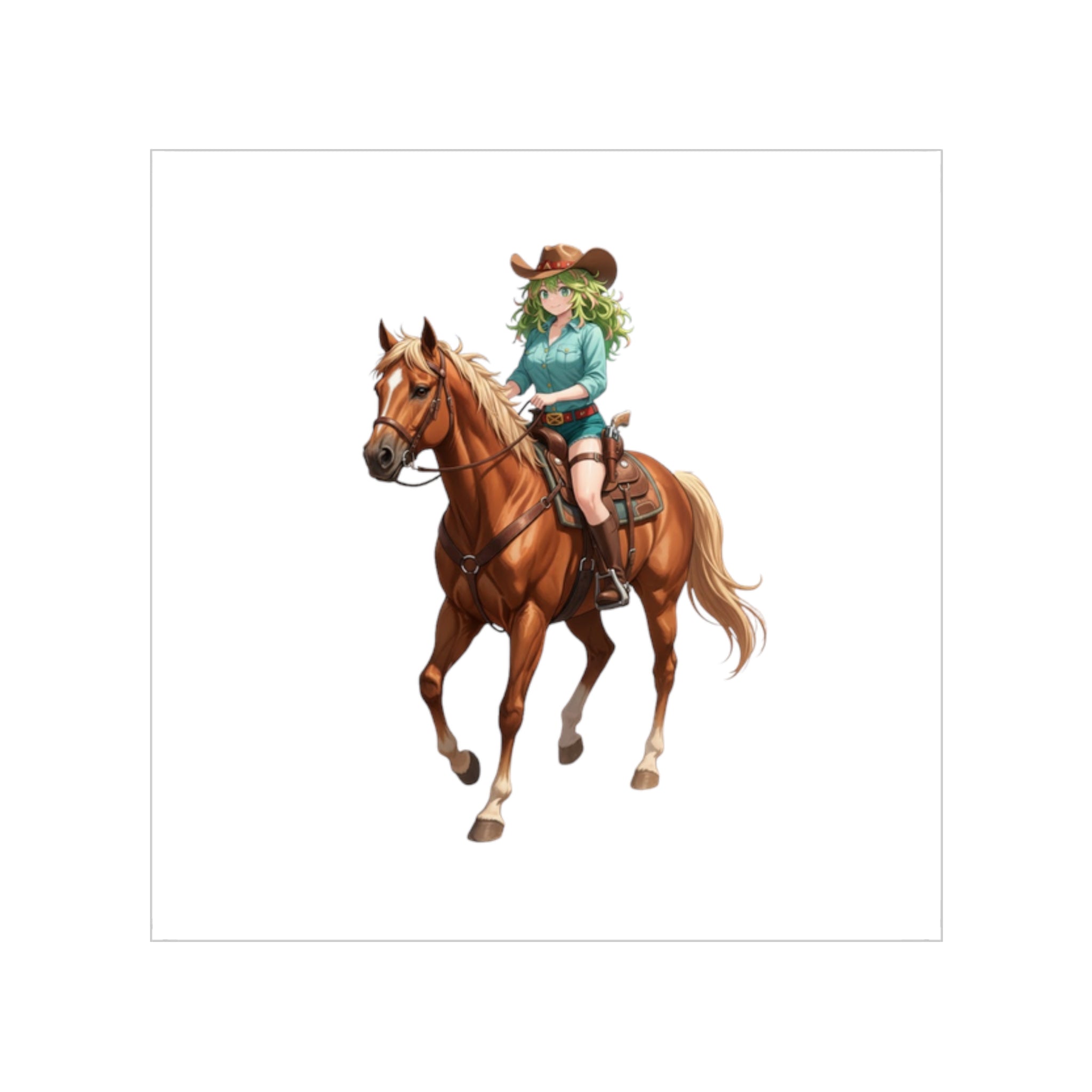 Toru Hagakure Cowboy Horseback Riding Tactical Waifu Sticker