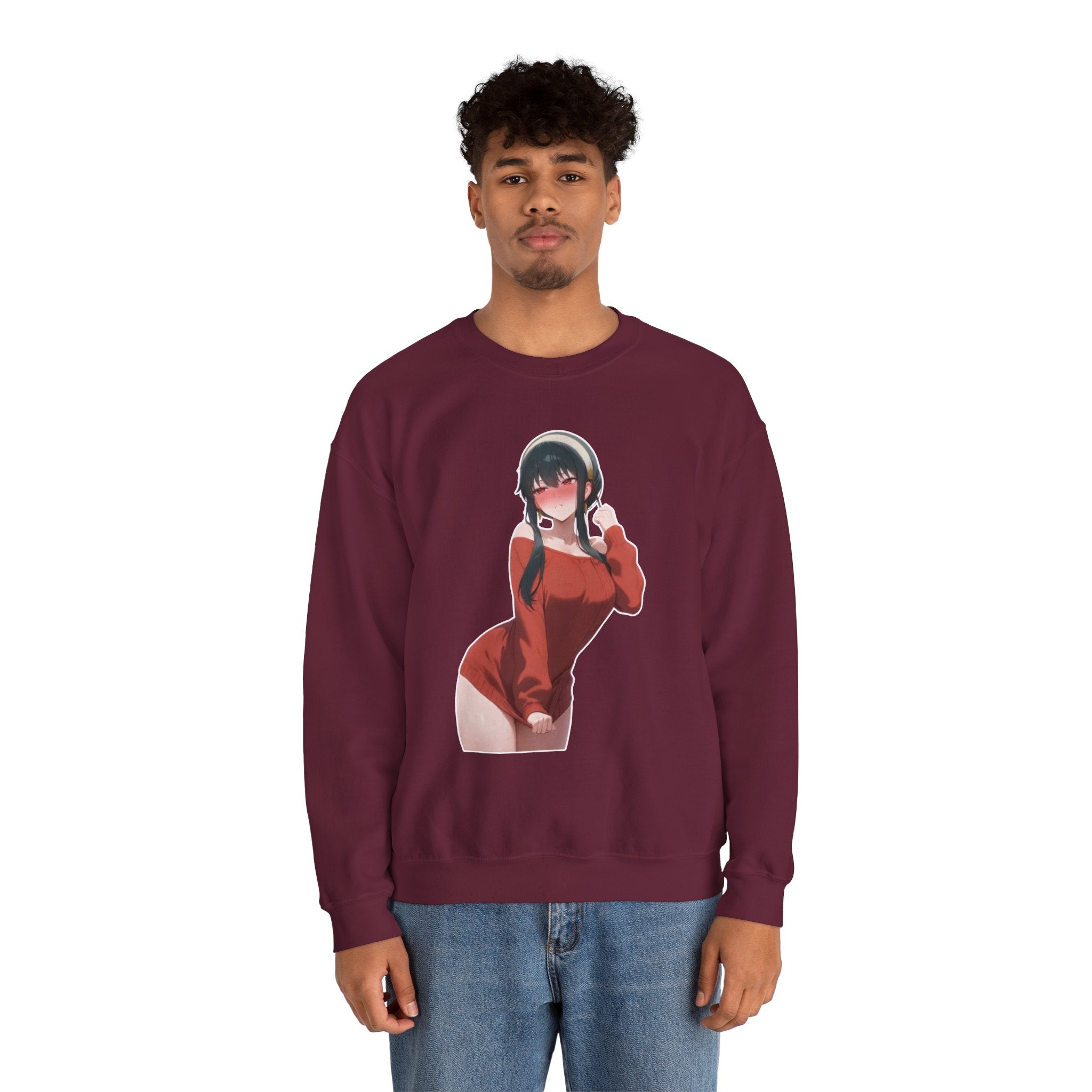 Yor Forger Blushing Waifu Unisex Heavy Blend™ Crewneck Sweatshirt