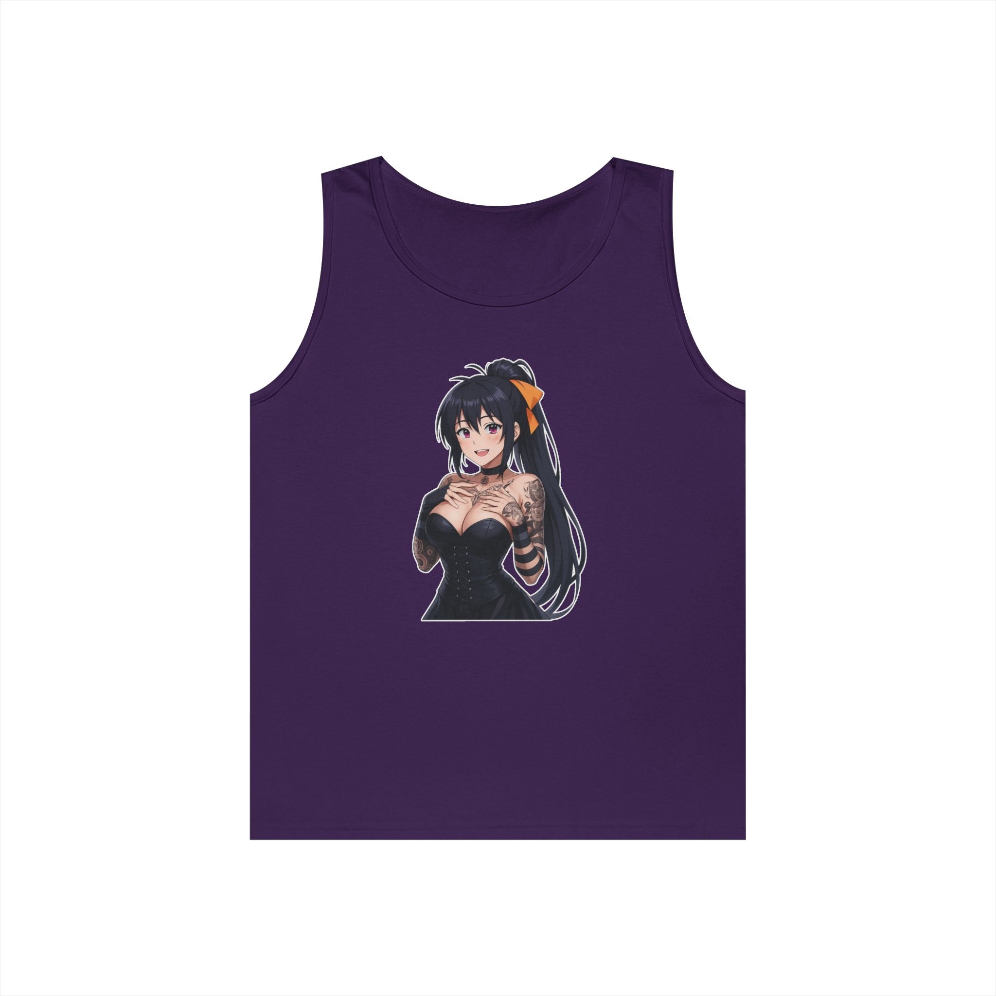 Gothic Style Akeno Himejima Tattoed Waifu Heavy Cotton Tank Top